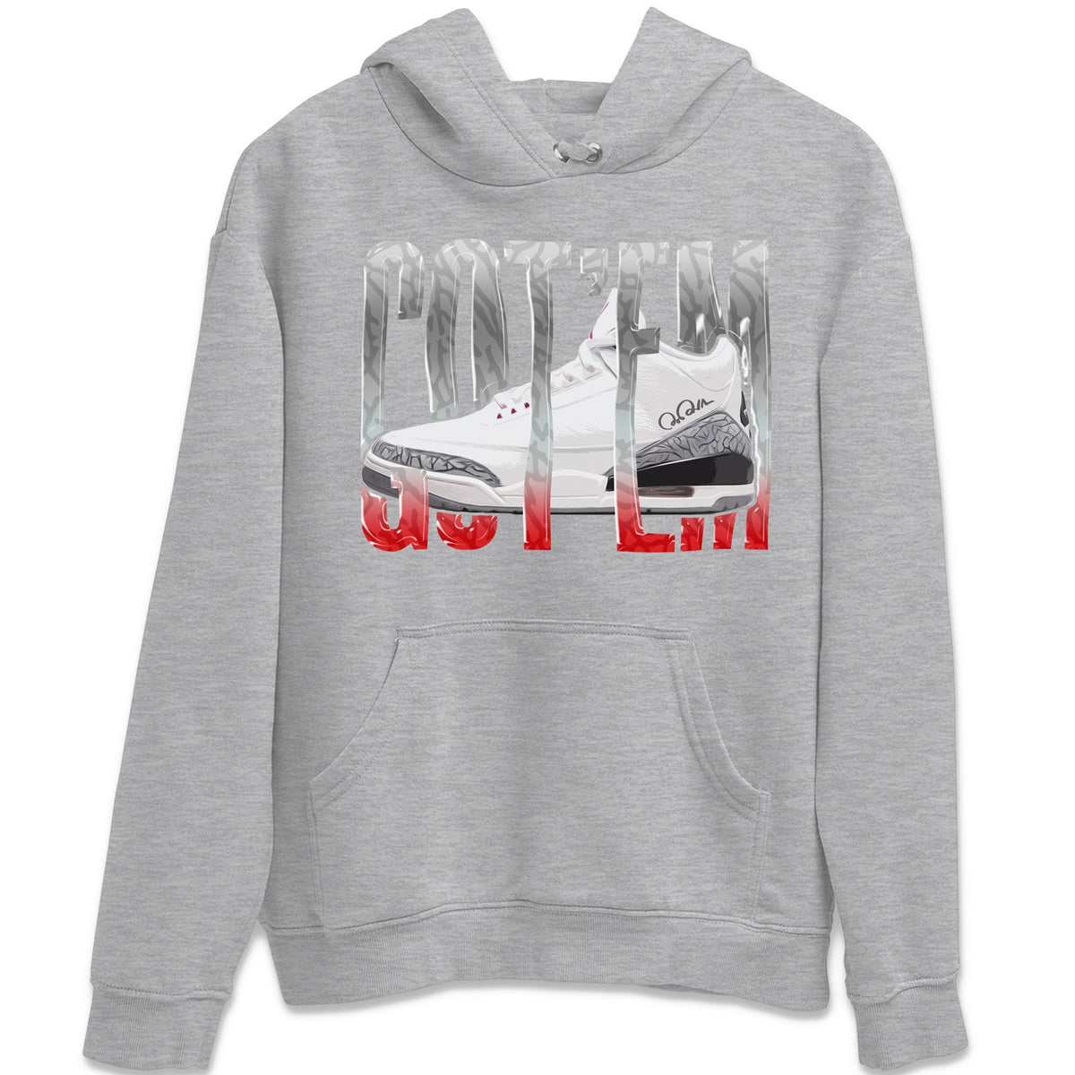 Air Jordan 3 White Cement Shirt To Match Jordans Wiggling Gotem Sneaker Tees AJ3 White Cement Drip Gear Zone Sneaker Matching Clothing Unisex Shirts Heather Grey 2