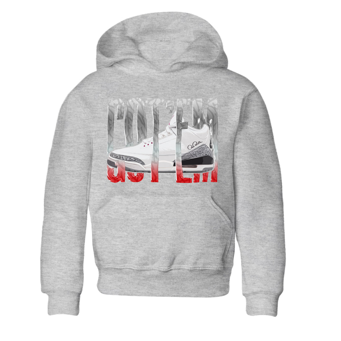 Air Jordan 3 White Cement Shirt To Match Jordans Wiggling Gotem Sneaker Tees AJ3 White Cement Drip Gear Zone Sneaker Matching Clothing Kids Shirts Heather Grey 2