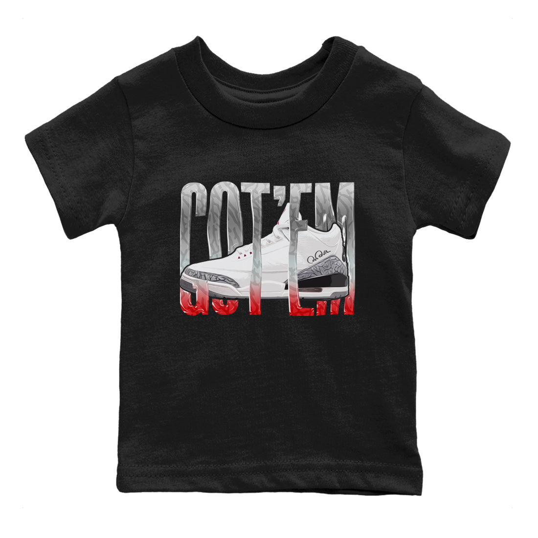 Air Jordan 3 White Cement Shirt To Match Jordans Wiggling Gotem Sneaker Tees AJ3 White Cement Drip Gear Zone Sneaker Matching Clothing Kids Shirts Black 2