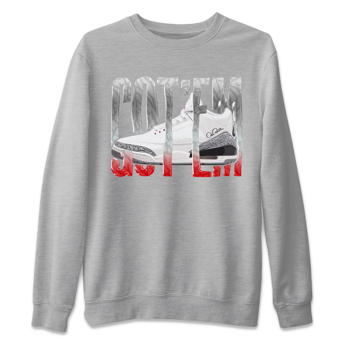 Air Jordan 3 White Cement Shirt To Match Jordans Wiggling Gotem Sneaker Tees AJ3 White Cement Drip Gear Zone Sneaker Matching Clothing Unisex Shirts Heather Grey 2