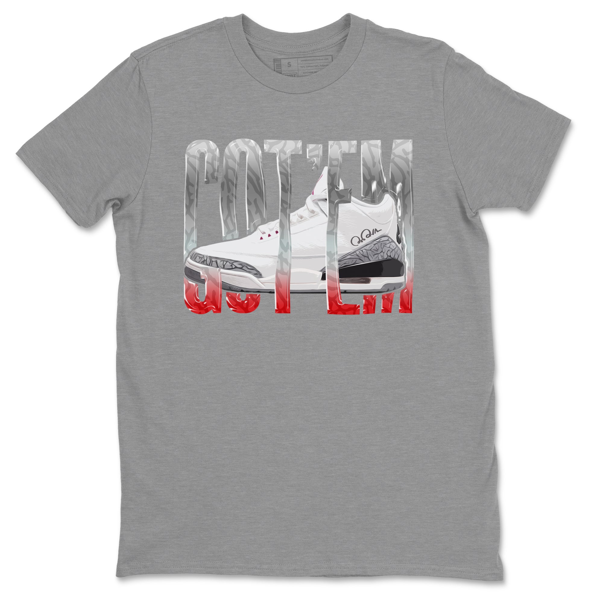 Air Jordan 3 White Cement Shirt To Match Jordans Wiggling Gotem Sneaker Tees AJ3 White Cement Drip Gear Zone Sneaker Matching Clothing Unisex Shirts Heather Grey 2