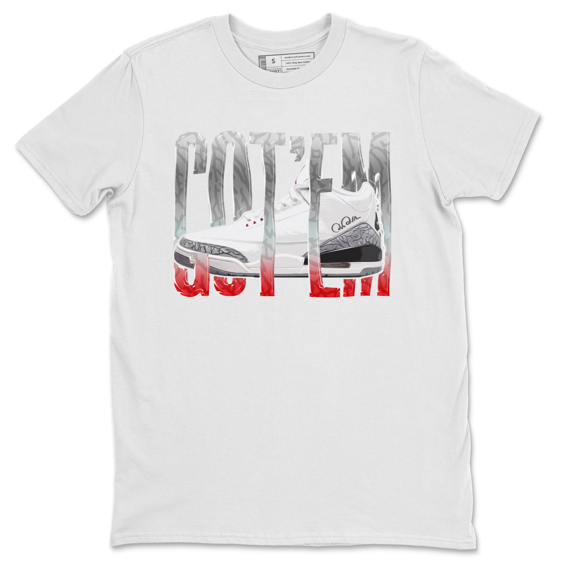 Air Jordan 3 White Cement Shirt To Match Jordans Wiggling Gotem Sneaker Tees AJ3 White Cement Drip Gear Zone Sneaker Matching Clothing Unisex Shirts White 2