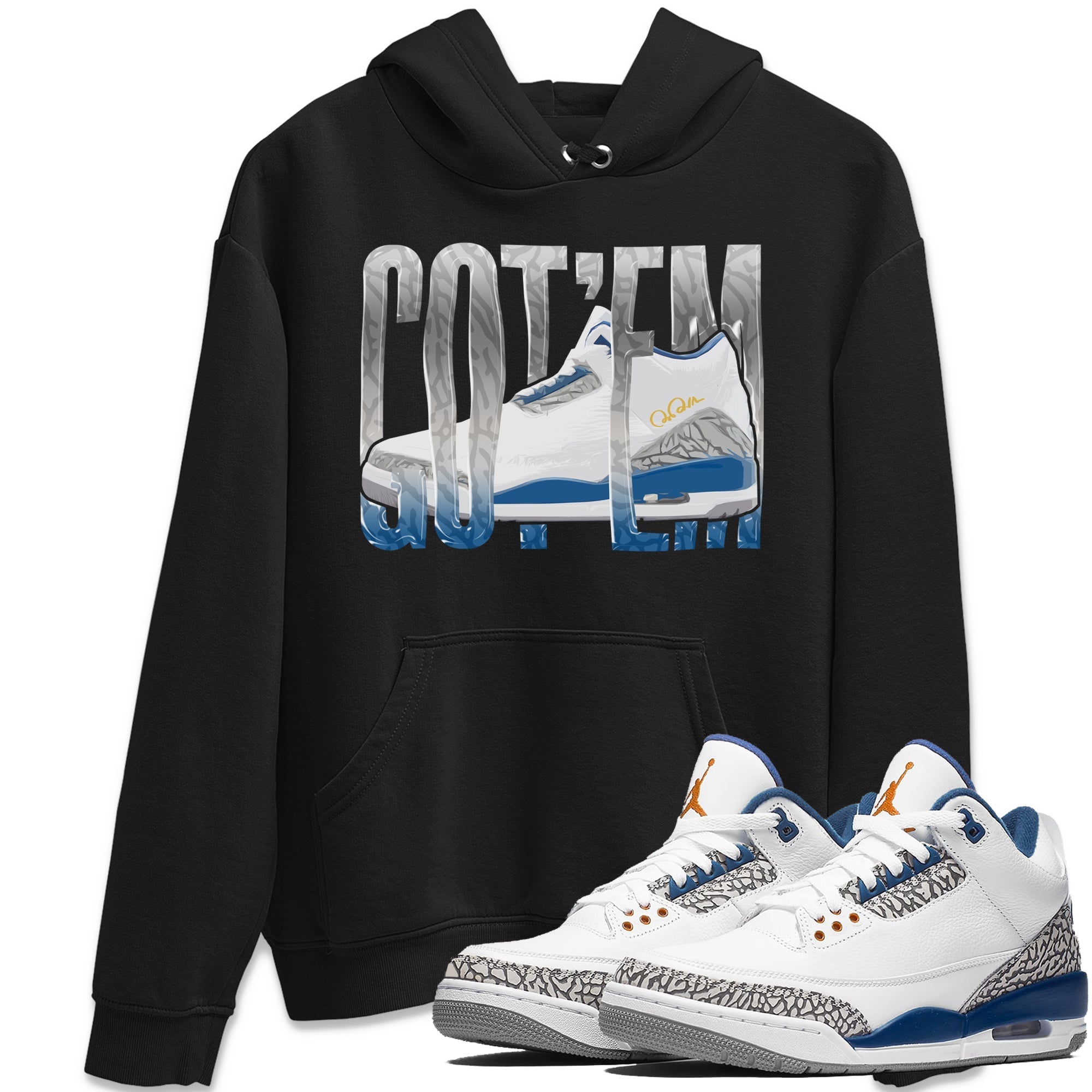 Air Jordan 3 Wizards Sneaker Match Tees Wiggling Gotem Streetwear Sneaker Shirt AJ3 NBA Wizards  Sneaker Release Tees Unisex Shirts Black 1