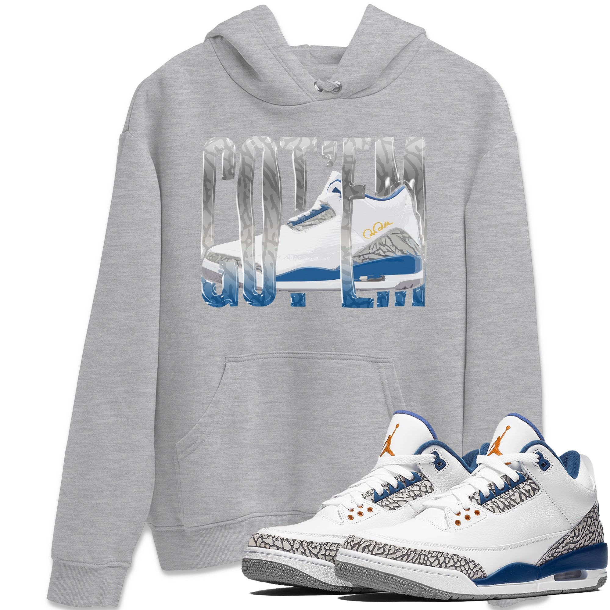 Air Jordan 3 Wizards Sneaker Match Tees Wiggling Gotem Streetwear Sneaker Shirt AJ3 NBA Wizards  Sneaker Release Tees Unisex Shirts Heather Grey 1