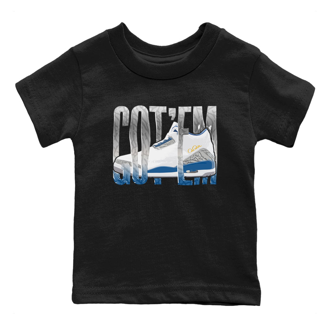 Air Jordan 3 Wizards Sneaker Match Tees Wiggling Gotem Streetwear Sneaker Shirt AJ3 NBA Wizards  Sneaker Release Tees Kids Shirts Black 2