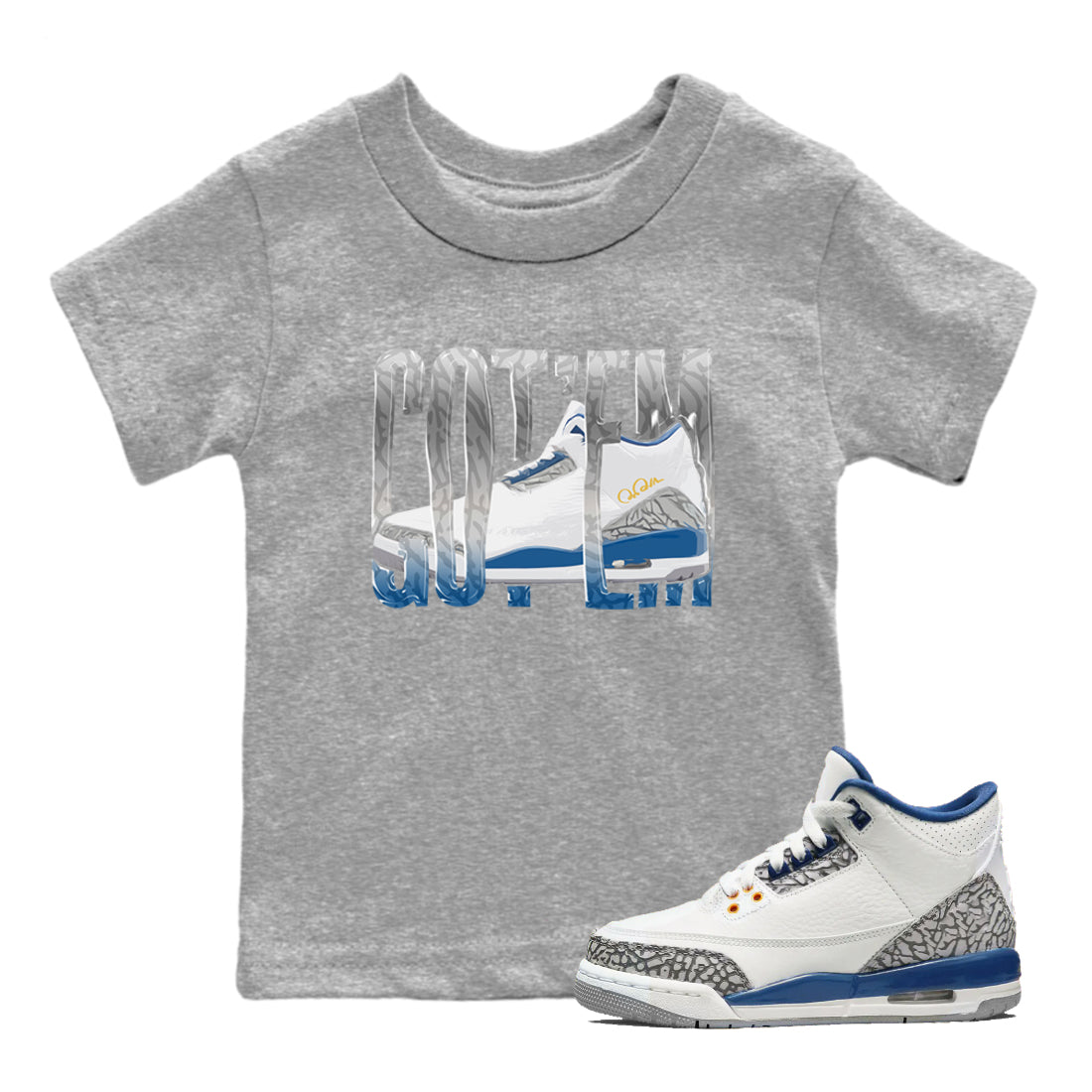 Air Jordan 3 Wizards Wiggling Gotem Baby and Kids Streetwear Sneaker Shirt Air Jordan 3 Wizards Kids Streetwear Sneaker Shirt Size Chart