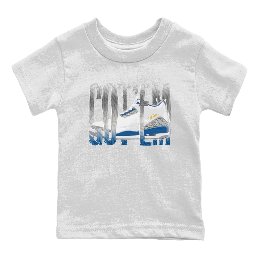 Air Jordan 3 Wizards Sneaker Match Tees Wiggling Gotem Streetwear Sneaker Shirt AJ3 NBA Wizards  Sneaker Release Tees Kids Shirts White 2