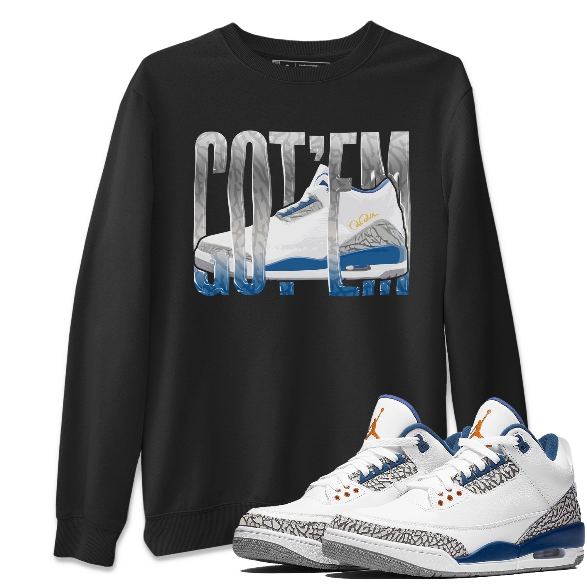 Air Jordan 3 Wizards Wiggling Gotem Crew Neck Streetwear Sneaker Shirt AJ3 NBA Wizards  Sneaker T-Shirts Washing and Care Tip