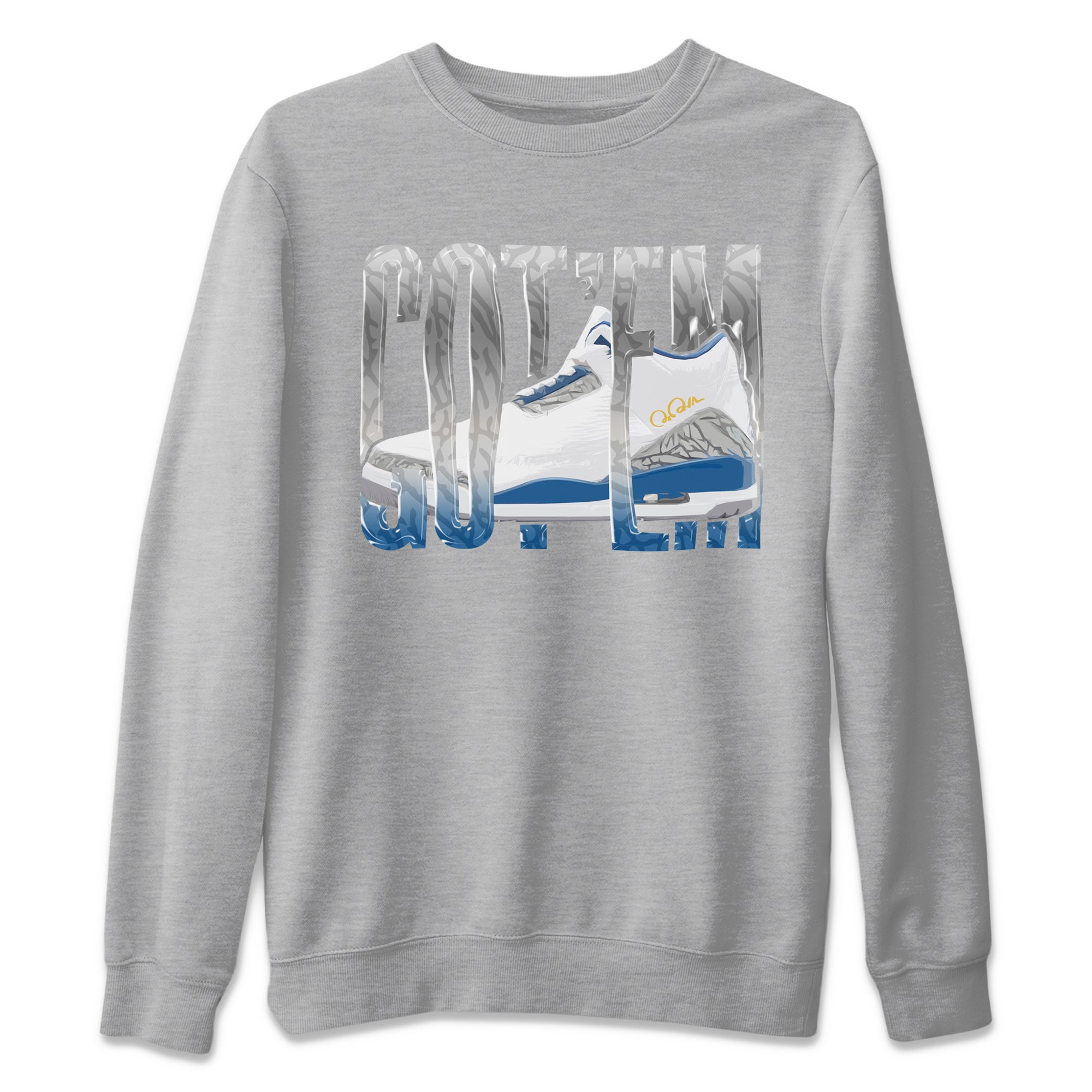 Air Jordan 3 Wizards Sneaker Match Tees Wiggling Gotem Streetwear Sneaker Shirt AJ3 NBA Wizards  Sneaker Release Tees Unisex Shirts Heather Grey 2