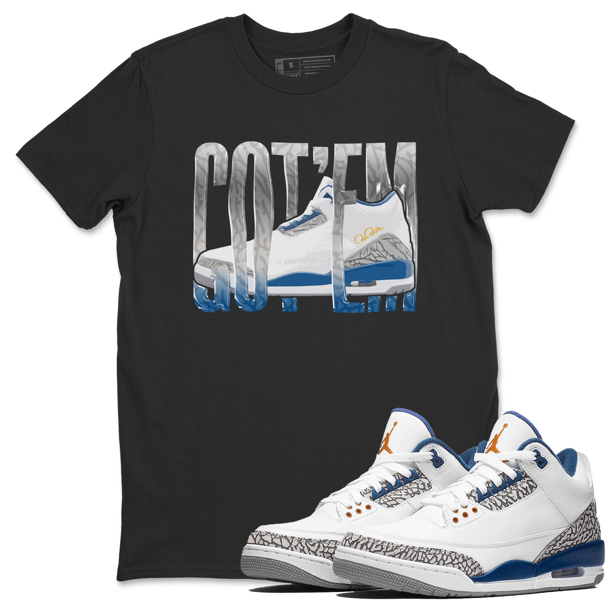 Air Jordan 3 Wizards Sneaker Match Tees Wiggling Gotem Streetwear Sneaker Shirt AJ3 NBA Wizards  Sneaker Release Tees Unisex Shirts Black 1
