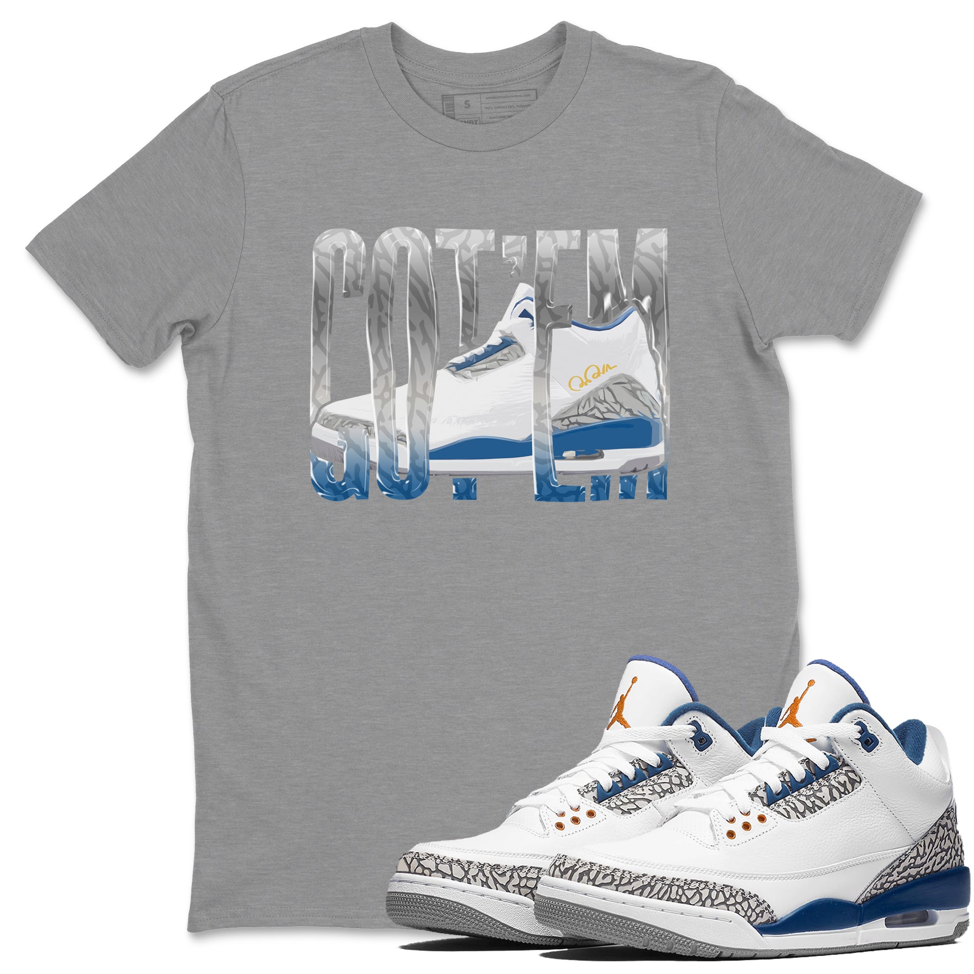 Air Jordan 3 Wizards Wiggling Gotem Crew Neck Streetwear Sneaker Shirt AJ3 NBA Wizards  Sneaker T-Shirts Size Chart