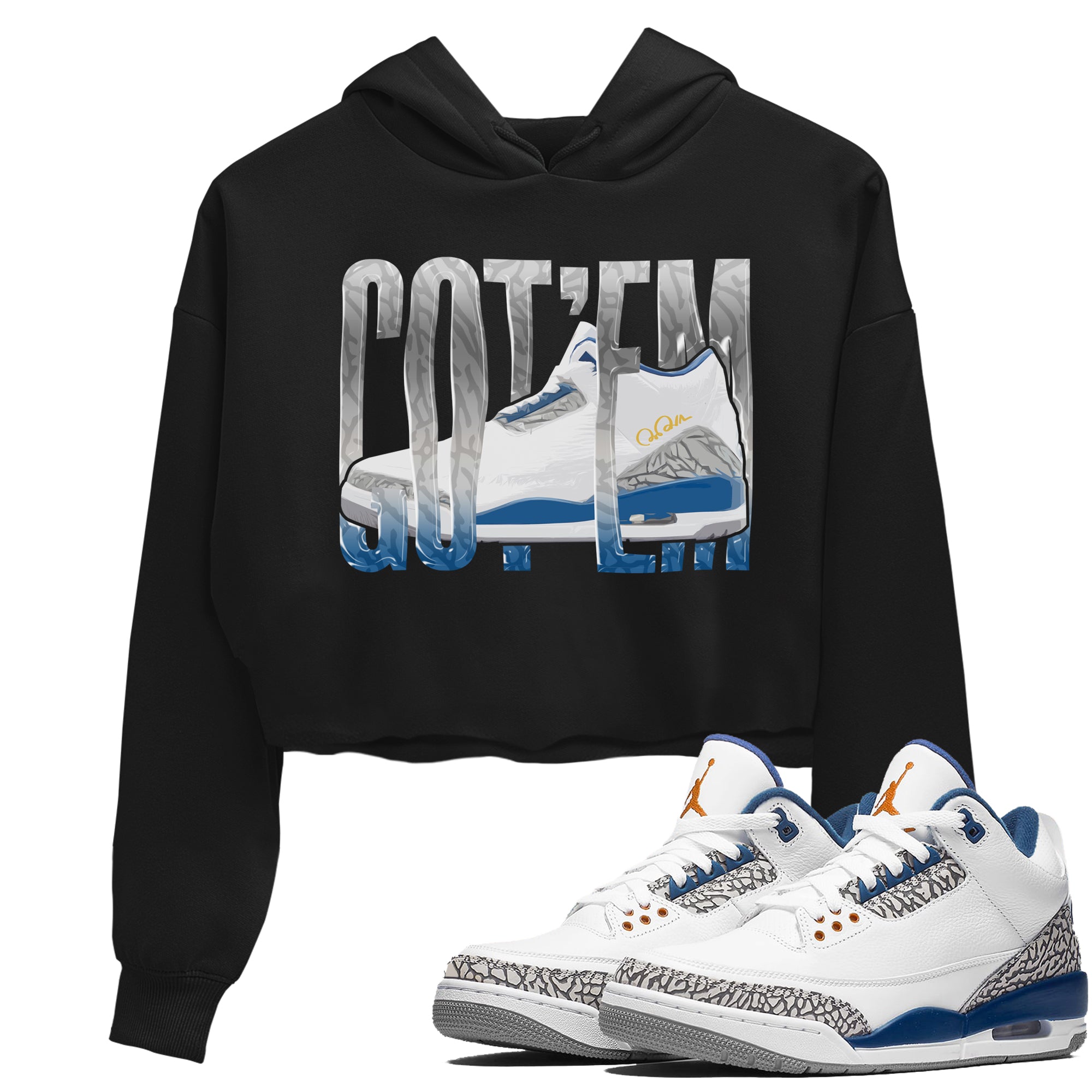 Air Jordan 3 Wizards Sneaker Match Tees Wiggling Gotem Streetwear Sneaker Shirt AJ3 NBA Wizards  Sneaker Release Tees Women's Shirts Black 1