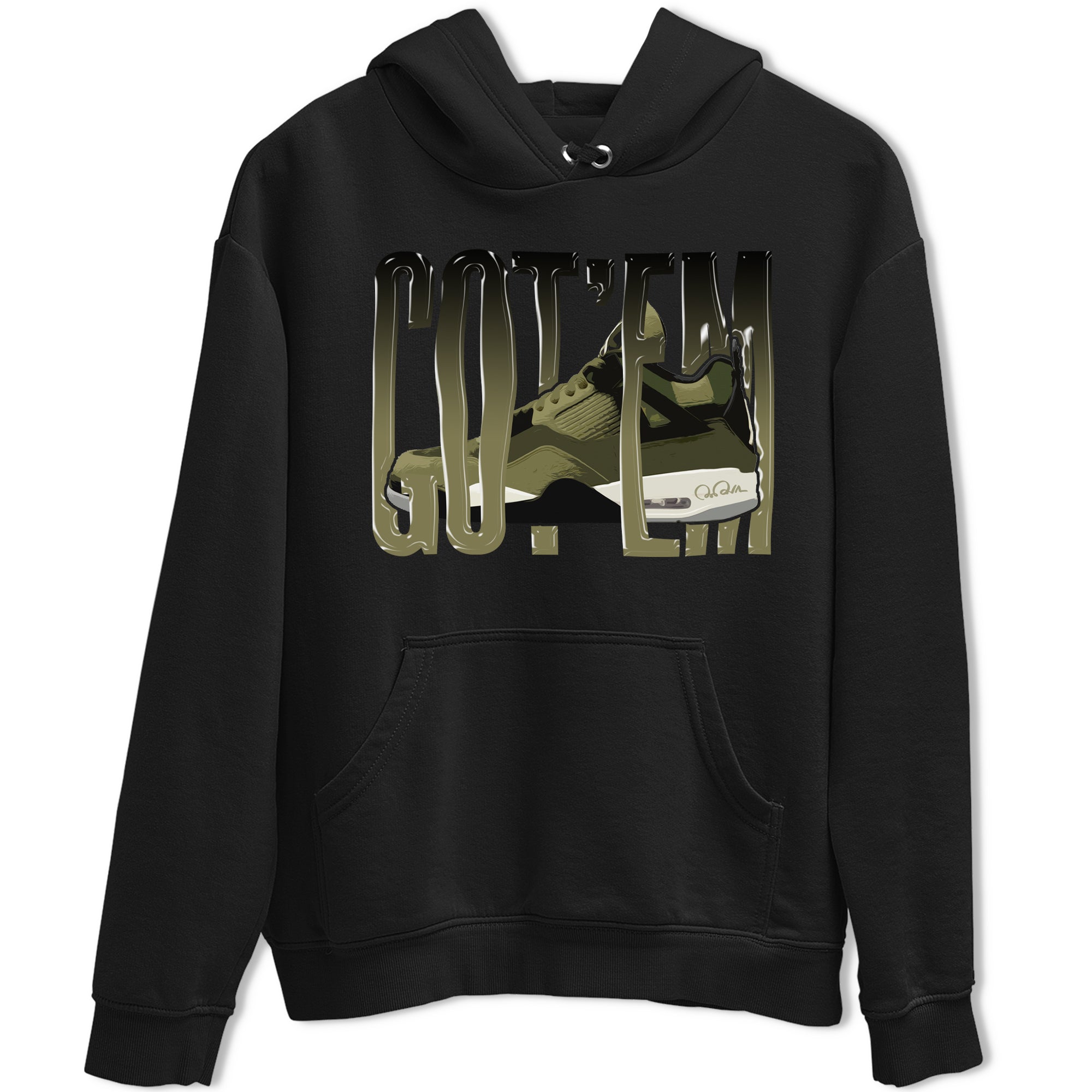 Air Jordan 4 Medium Olive shirt to match jordans streetwear brand Wiggling Gotem sneaker tees AJ4Medium Olive Drip Gear Zone Unisex Black 2 T-Shirt