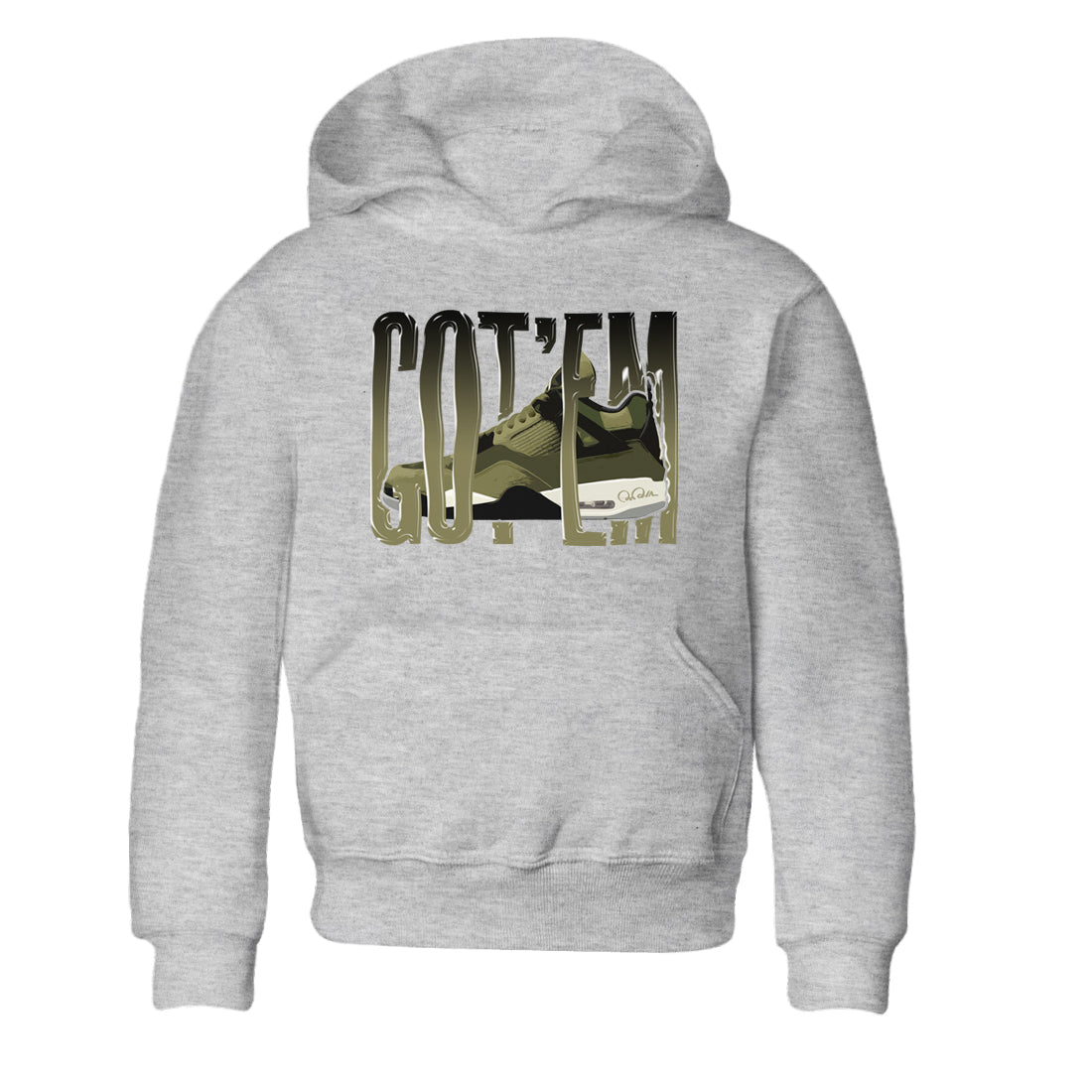 Air Jordan 4 Medium Olive shirt to match jordans streetwear brand Wiggling Gotem sneaker tees AJ4Medium Olive Drip Gear Zone Baby Toddler Heather Grey 2 T-Shirt