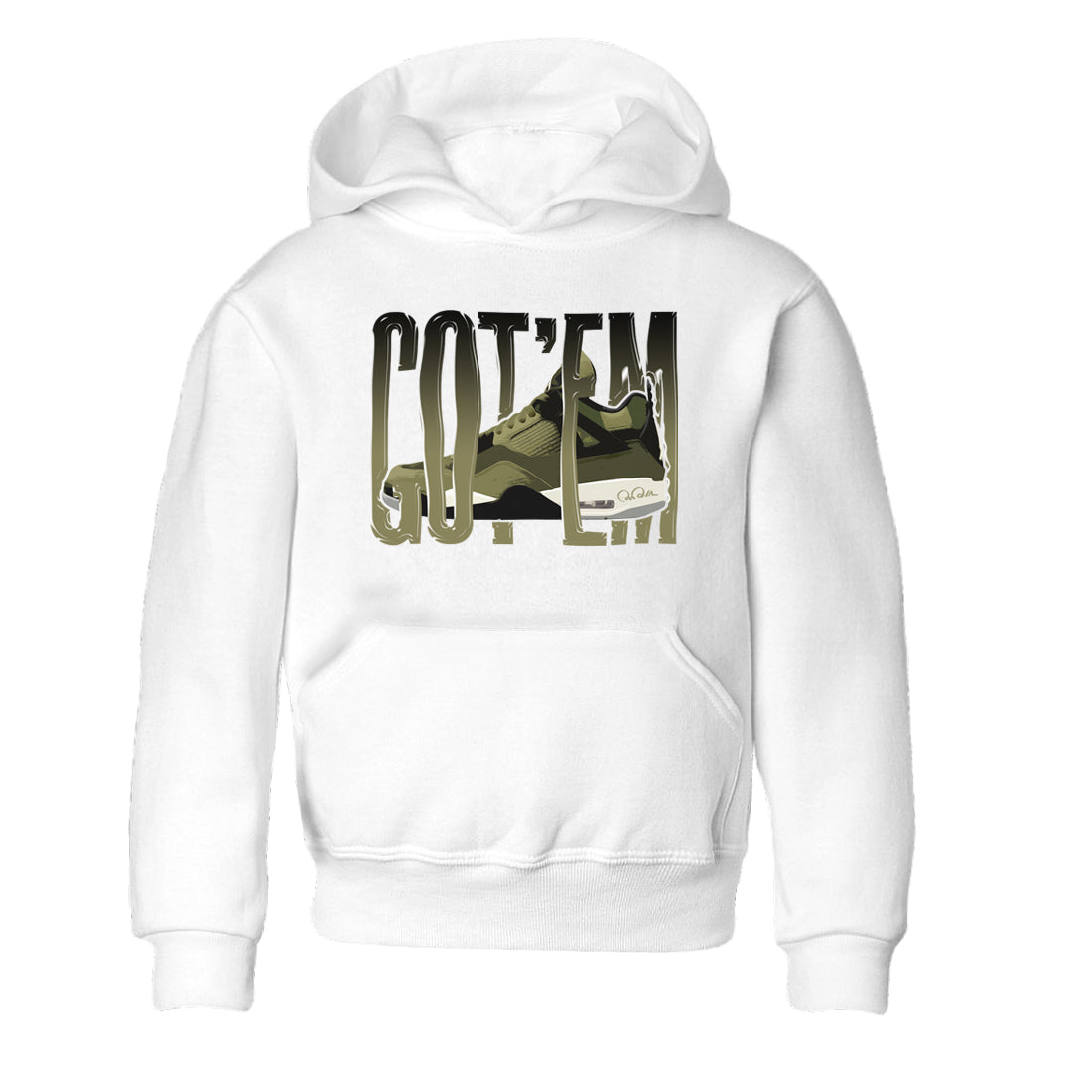 Air Jordan 4 Medium Olive shirt to match jordans streetwear brand Wiggling Gotem sneaker tees AJ4Medium Olive Drip Gear Zone Baby Toddler White 2 T-Shirt