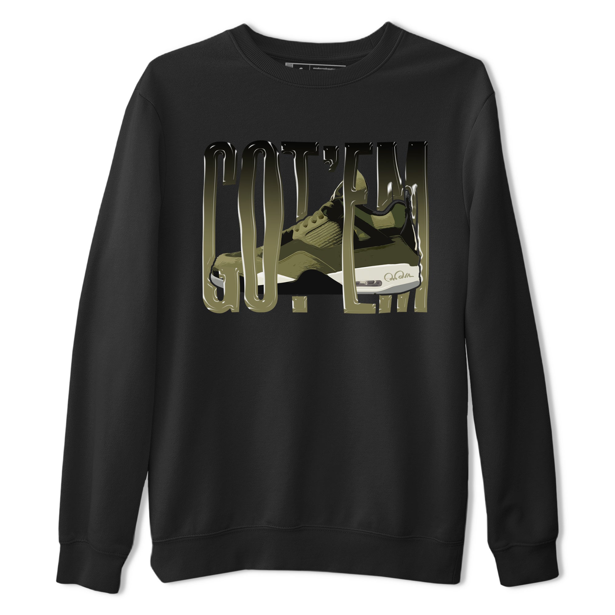 Air Jordan 4 Medium Olive shirt to match jordans streetwear brand Wiggling Gotem sneaker tees AJ4Medium Olive Drip Gear Zone Unisex Black 2 T-Shirt