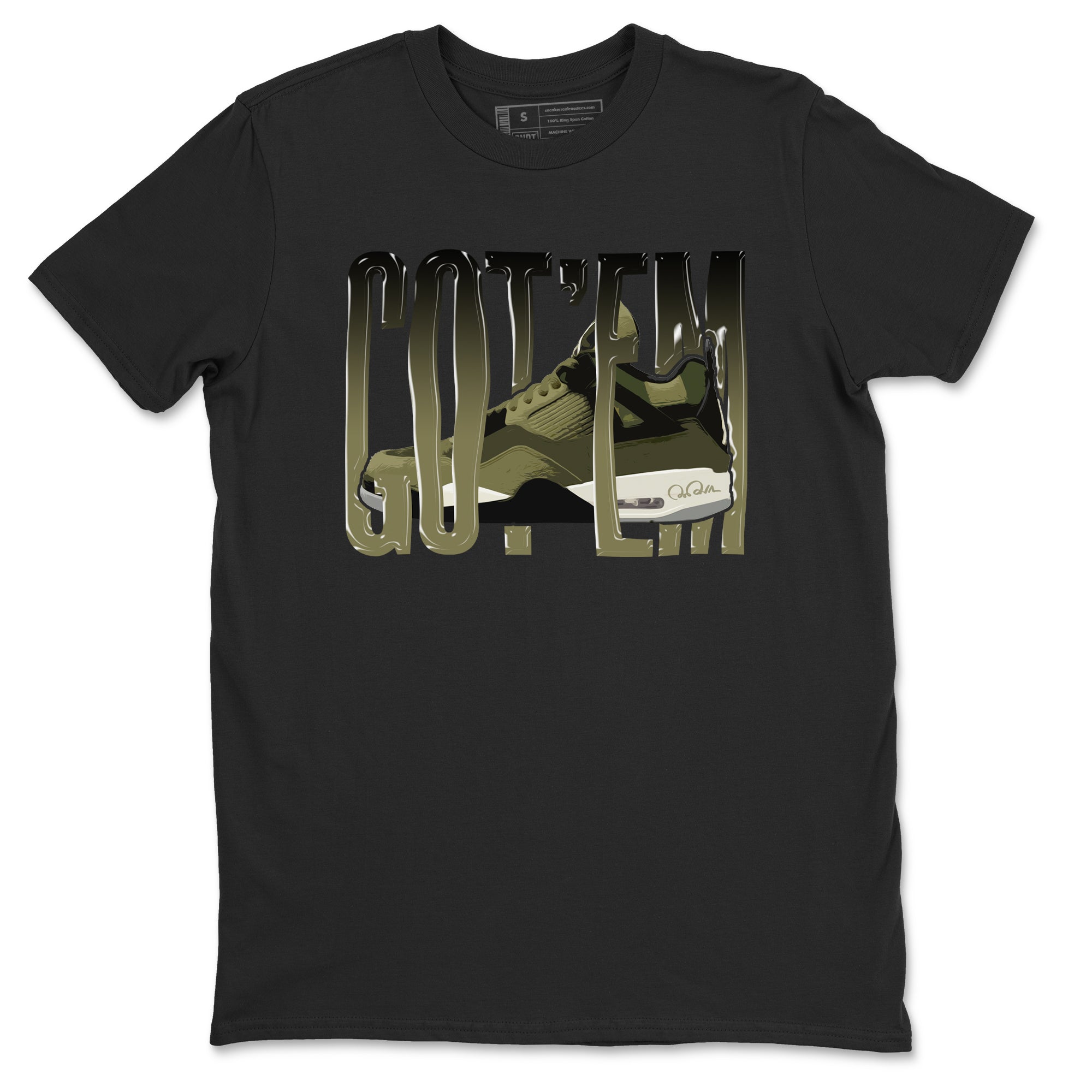 Air Jordan 4 Medium Olive shirt to match jordans streetwear brand Wiggling Gotem sneaker tees AJ4Medium Olive Drip Gear Zone Unisex Black 2 T-Shirt