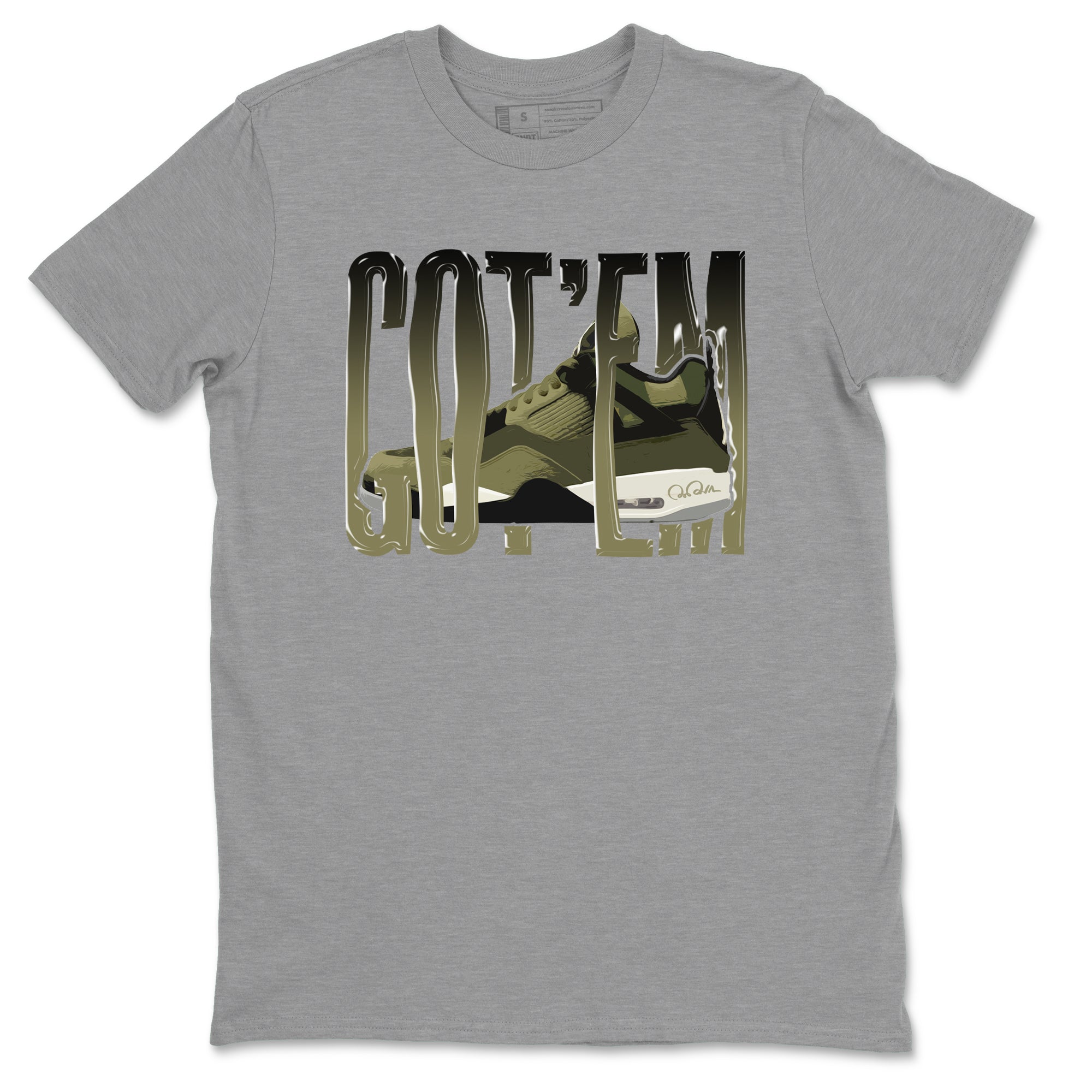 Air Jordan 4 Medium Olive shirt to match jordans streetwear brand Wiggling Gotem sneaker tees AJ4Medium Olive Drip Gear Zone Unisex Heather Grey 2 T-Shirt