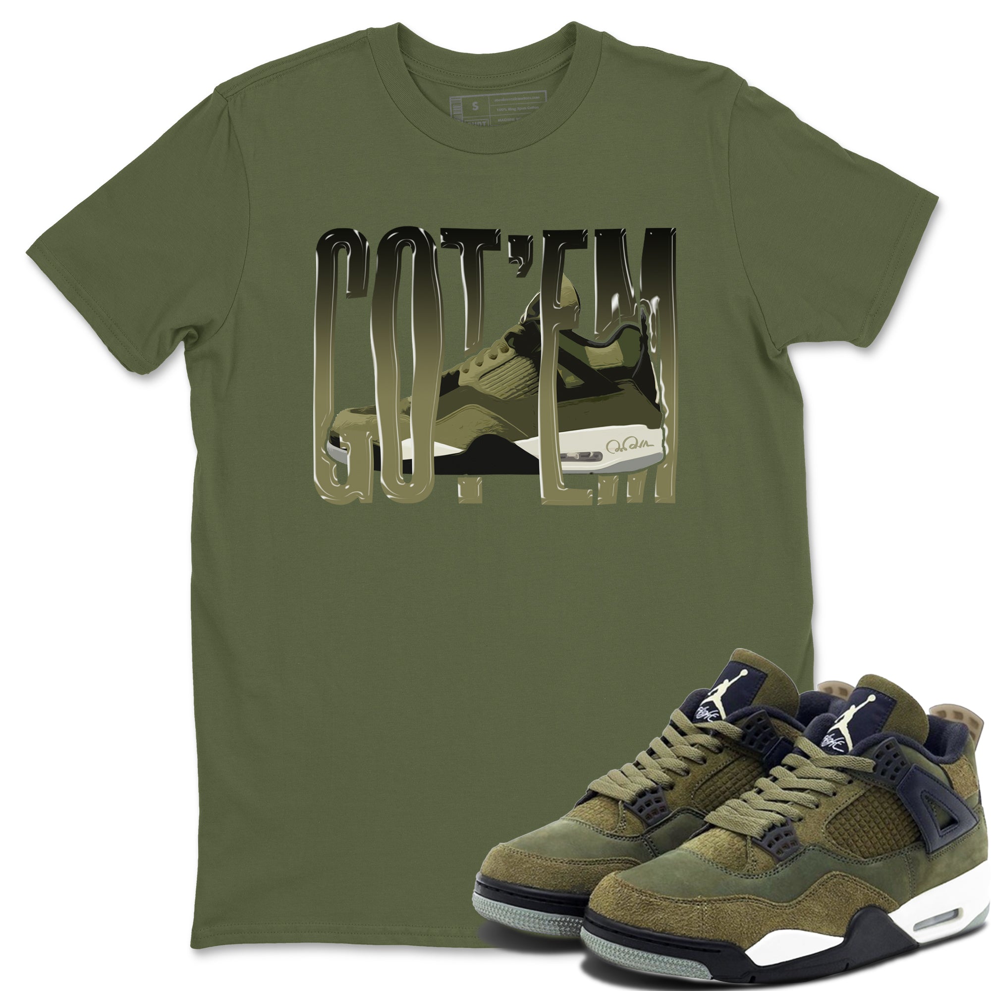 Air Jordan 4 Medium Olive shirt to match jordans streetwear brand Wiggling Gotem sneaker tees AJ4Medium Olive Drip Gear Zone Unisex Military Green 1 T-Shirt