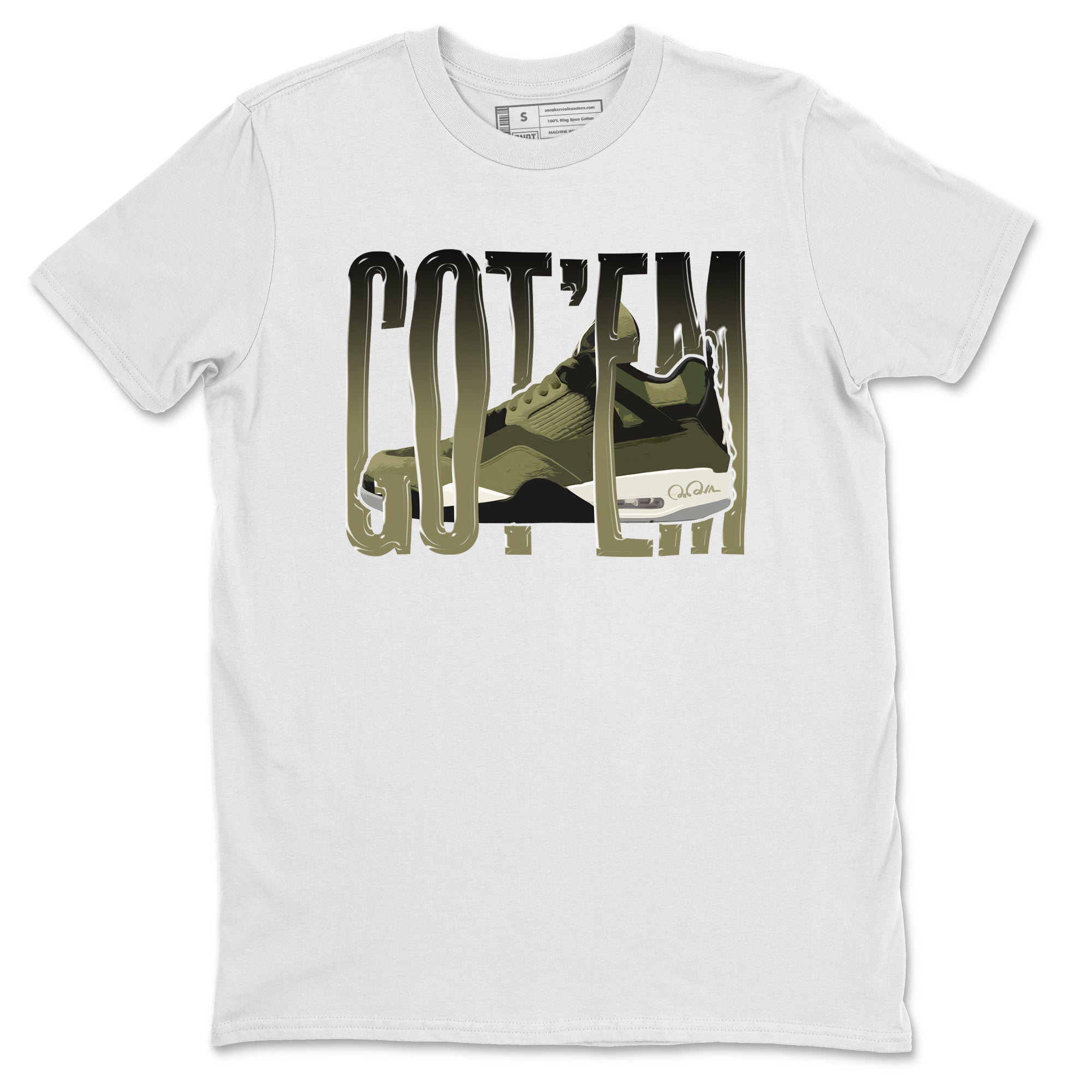 Air Jordan 4 Medium Olive shirt to match jordans streetwear brand Wiggling Gotem sneaker tees AJ4Medium Olive Drip Gear Zone Unisex White 2 T-Shirt