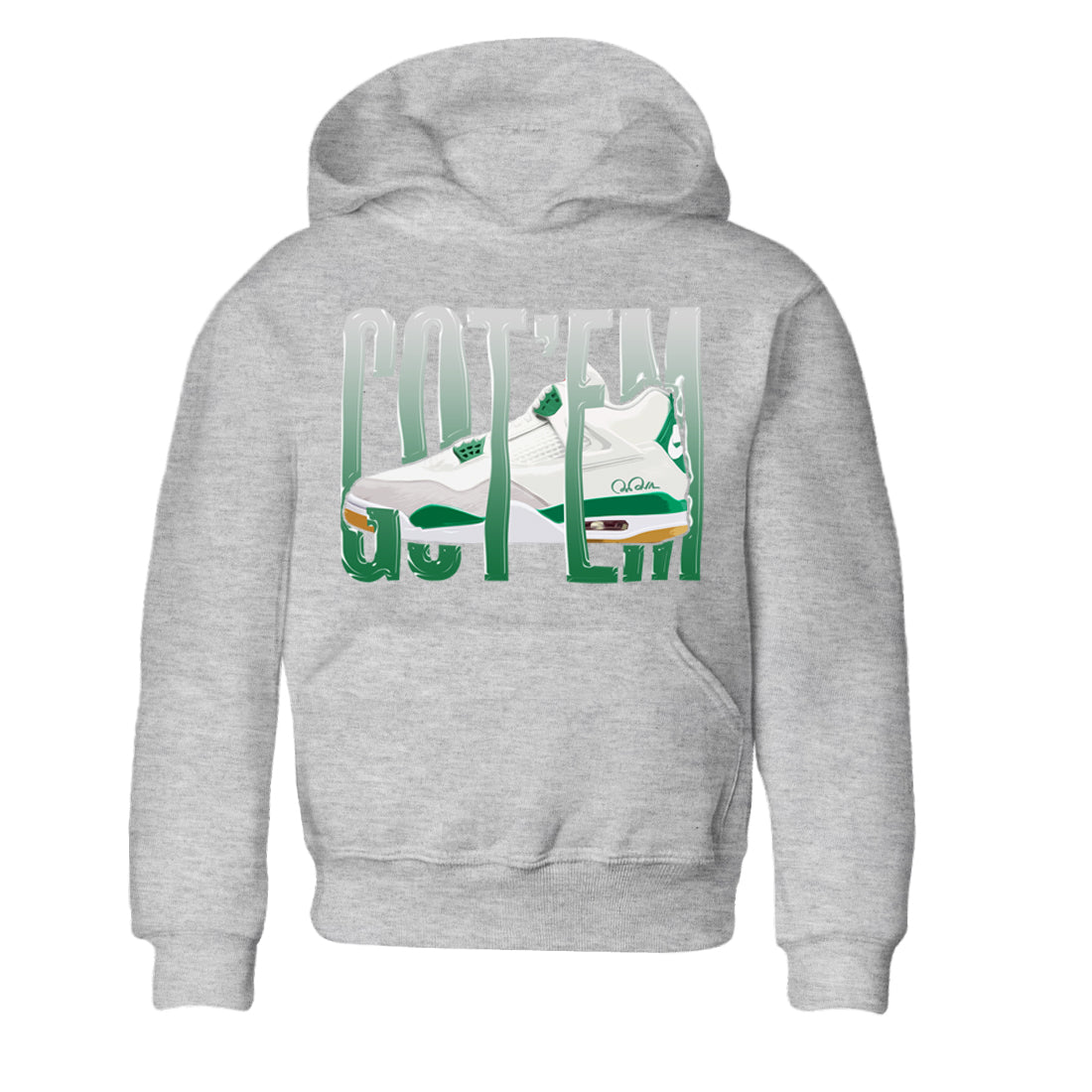 Air Jordan 4 Pine Green Sneaker Match Tees Wiggling Gotem Streetwear Sneaker Shirt AJ4 Pine Green Sneaker Release Tees Kids Shirts Heather Grey 2