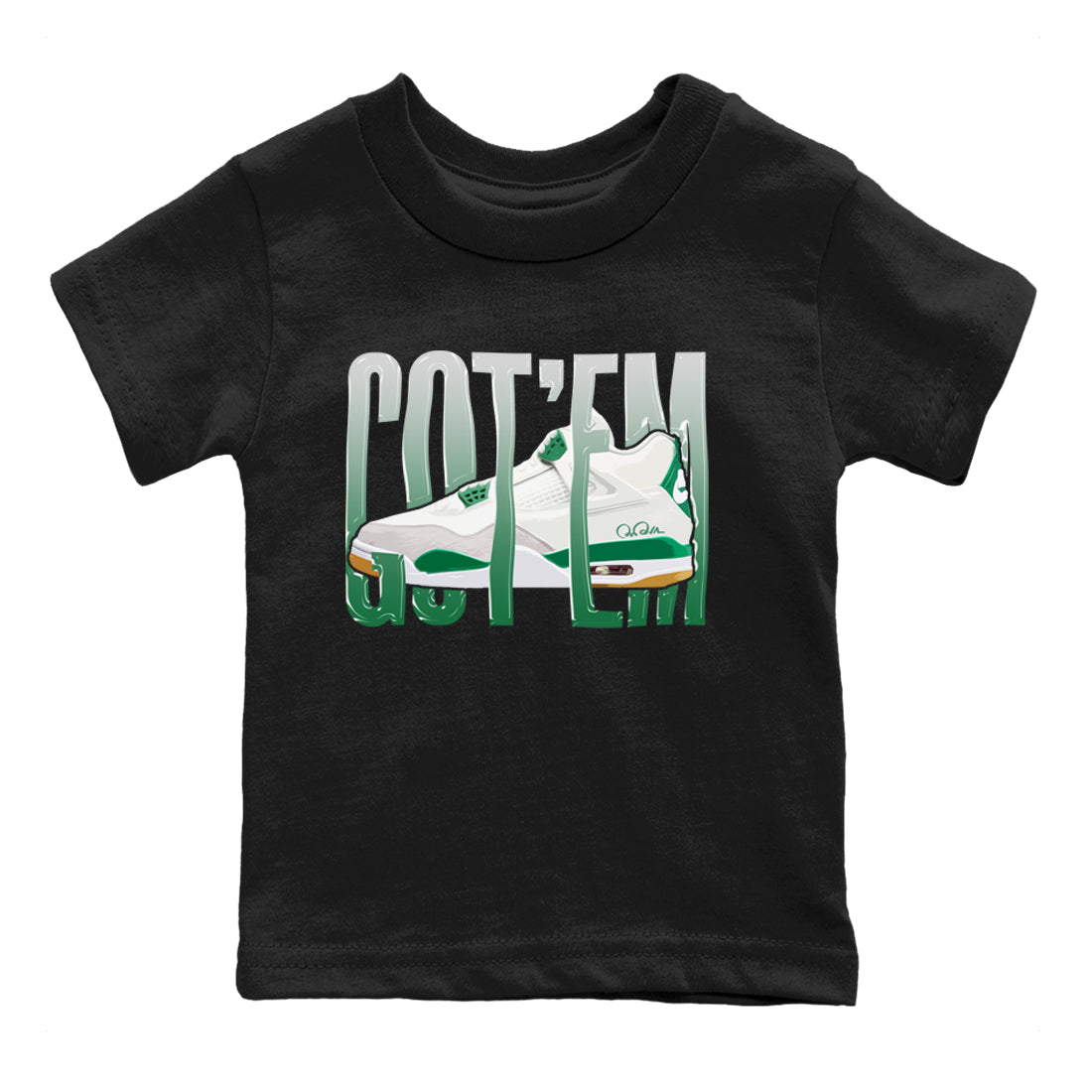 Air Jordan 4 Pine Green Sneaker Match Tees Wiggling Gotem Streetwear Sneaker Shirt AJ4 Pine Green Sneaker Release Tees Kids Shirts Black 2