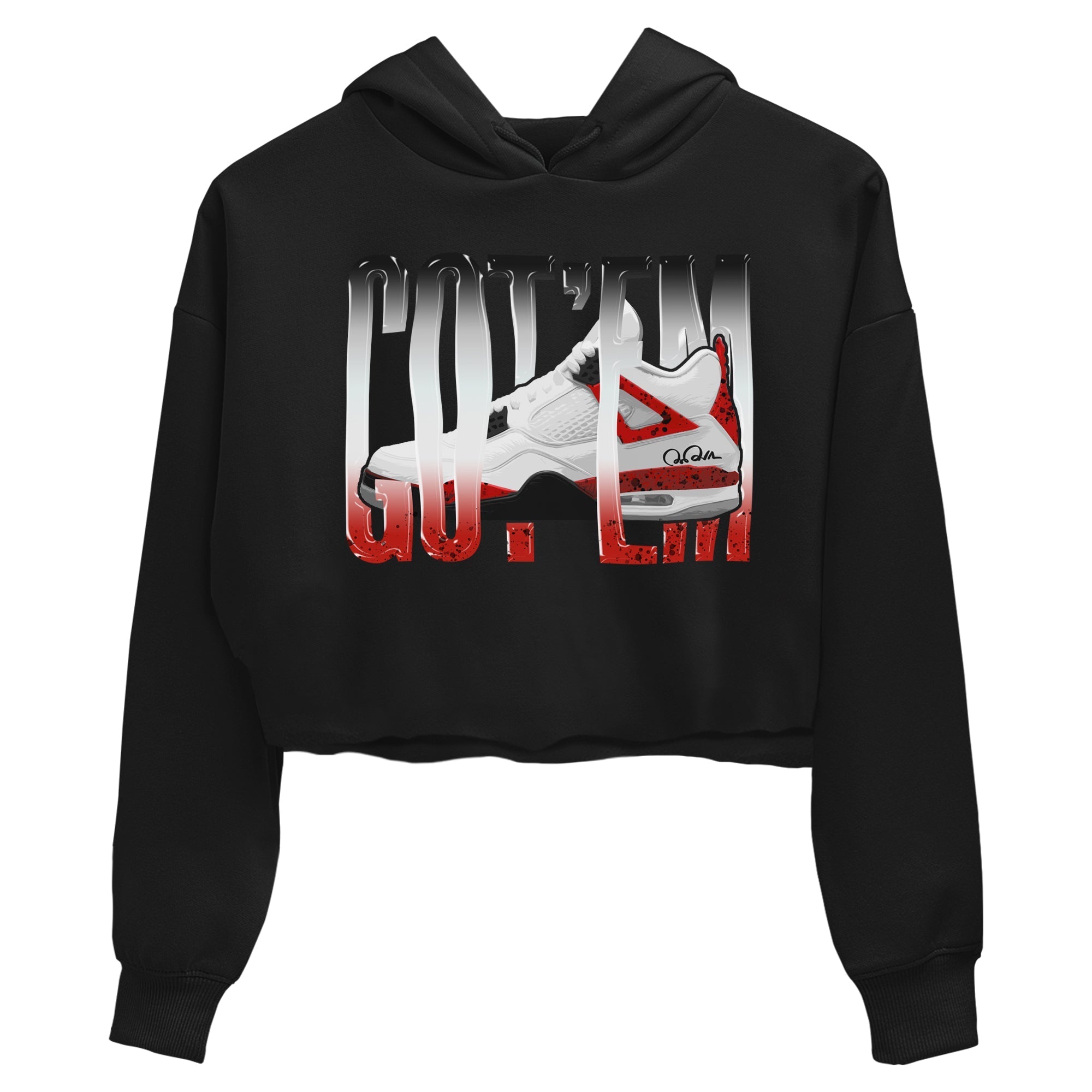Air Jordan 4 Red Cement Sneaker Match Tees Wiggling Gotem Streetwear Sneaker Shirt AJ4 Retro OG Red Cement Sneaker Release Tees Women's Shirts Black 2
