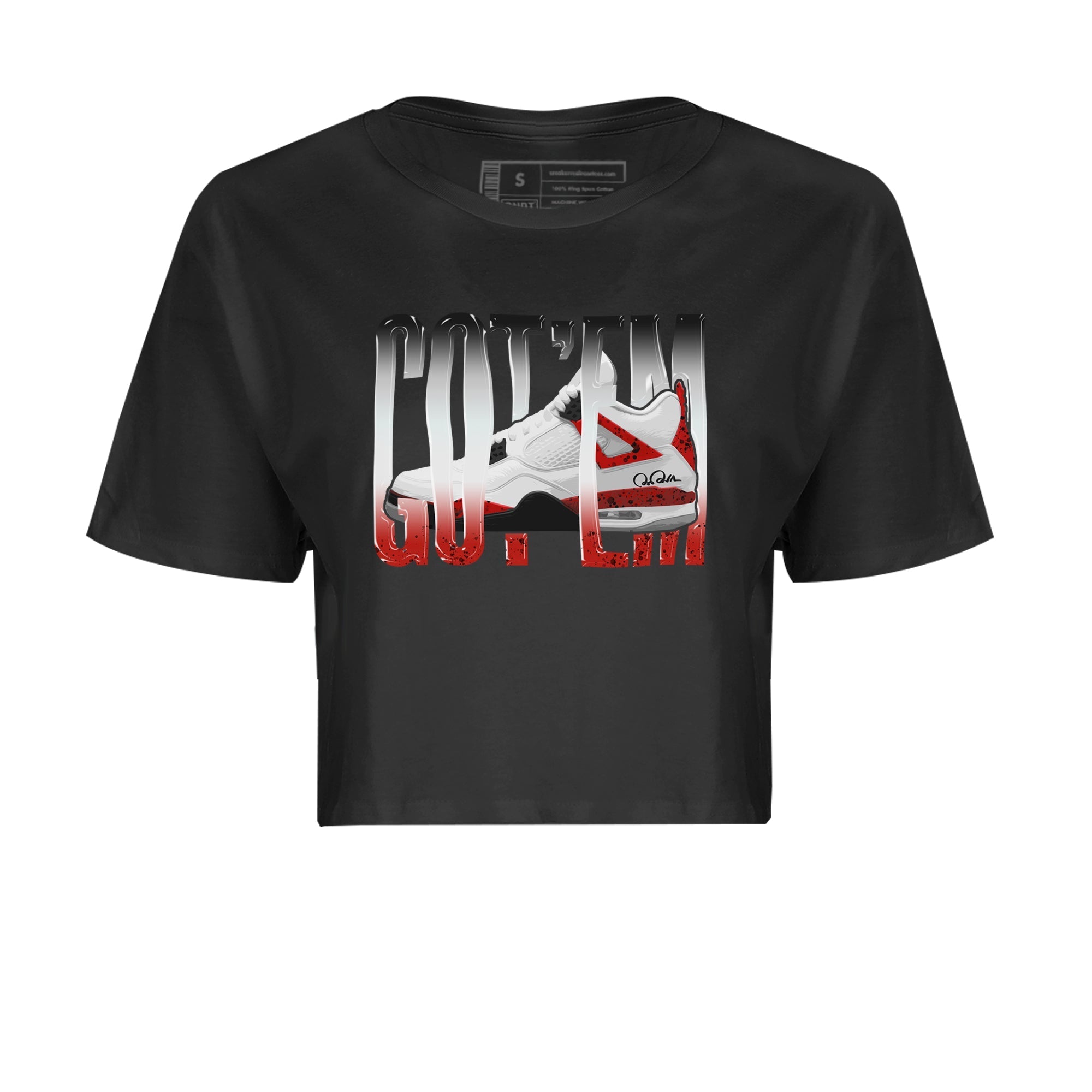 Air Jordan 4 Red Cement Sneaker Match Tees Wiggling Gotem Streetwear Sneaker Shirt AJ4 Retro OG Red Cement Sneaker Release Tees Women's Shirts Black 2