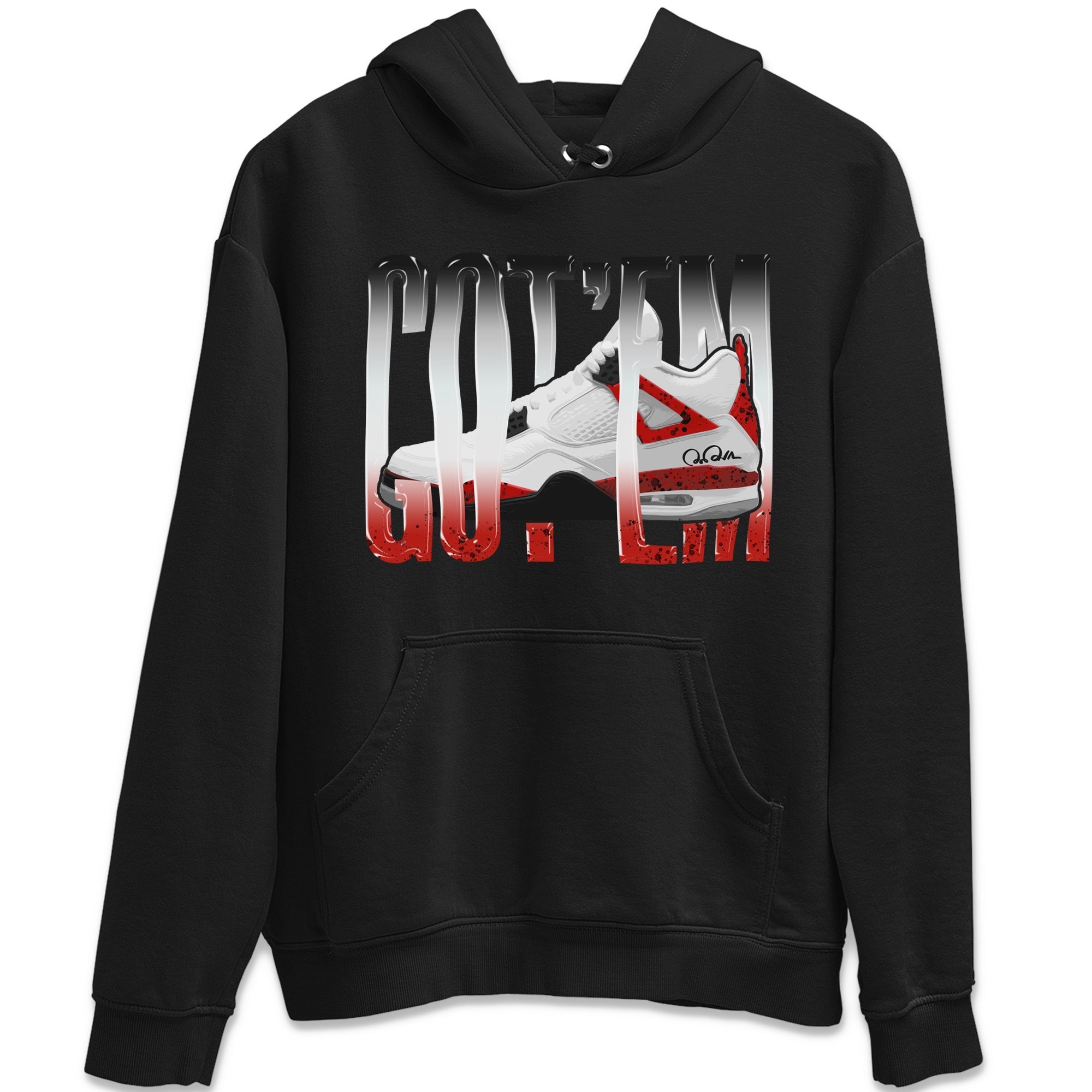 Air Jordan 4 Red Cement Sneaker Match Tees Wiggling Gotem Streetwear Sneaker Shirt AJ4 Retro OG Red Cement Sneaker Release Tees Unisex Shirts Black 2