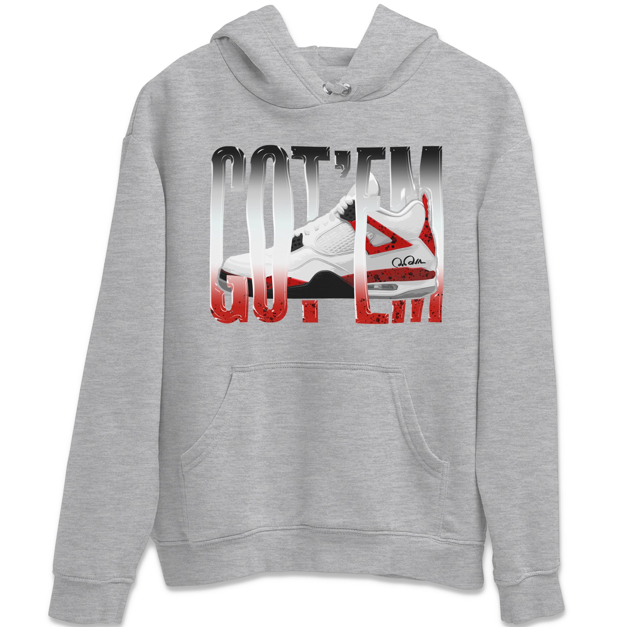 Air Jordan 4 Red Cement Sneaker Match Tees Wiggling Gotem Streetwear Sneaker Shirt AJ4 Retro OG Red Cement Sneaker Release Tees Unisex Shirts Heather Grey 2