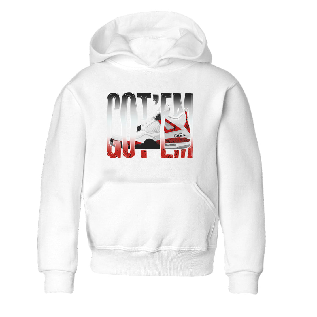 Air Jordan 4 Red Cement Sneaker Match Tees Wiggling Gotem Streetwear Sneaker Shirt AJ4 Retro OG Red Cement Sneaker Release Tees Kids Shirts White 2