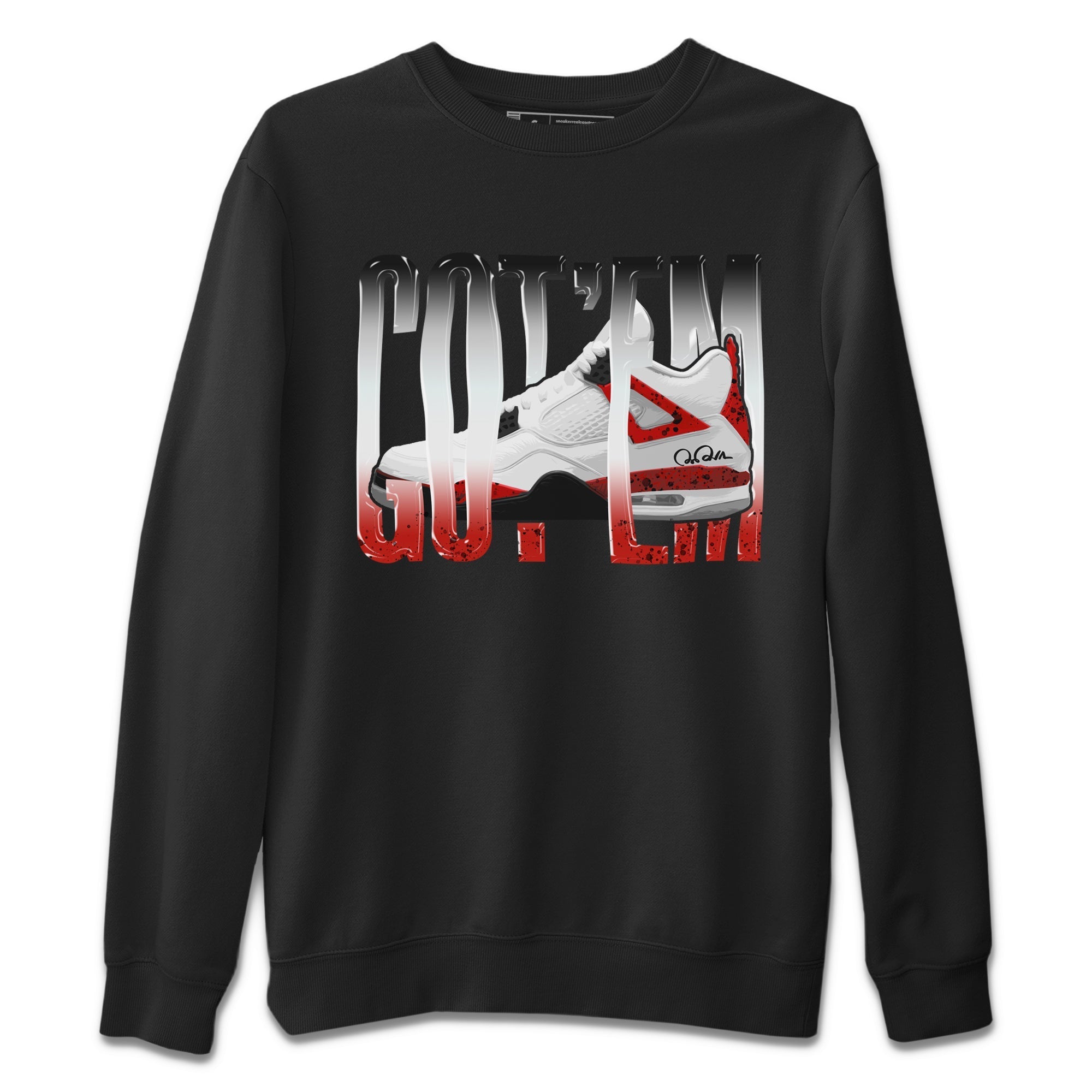 Air Jordan 4 Red Cement Sneaker Match Tees Wiggling Gotem Streetwear Sneaker Shirt AJ4 Retro OG Red Cement Sneaker Release Tees Unisex Shirts Black 2