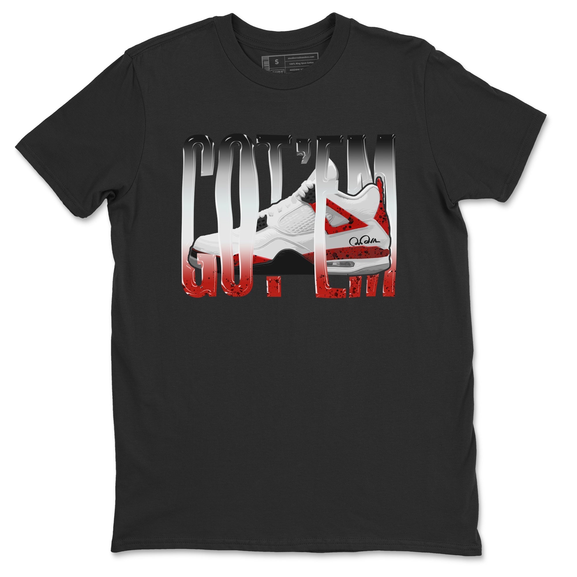 Air Jordan 4 Red Cement Sneaker Match Tees Wiggling Gotem Streetwear Sneaker Shirt AJ4 Retro OG Red Cement Sneaker Release Tees Unisex Shirts Black 2