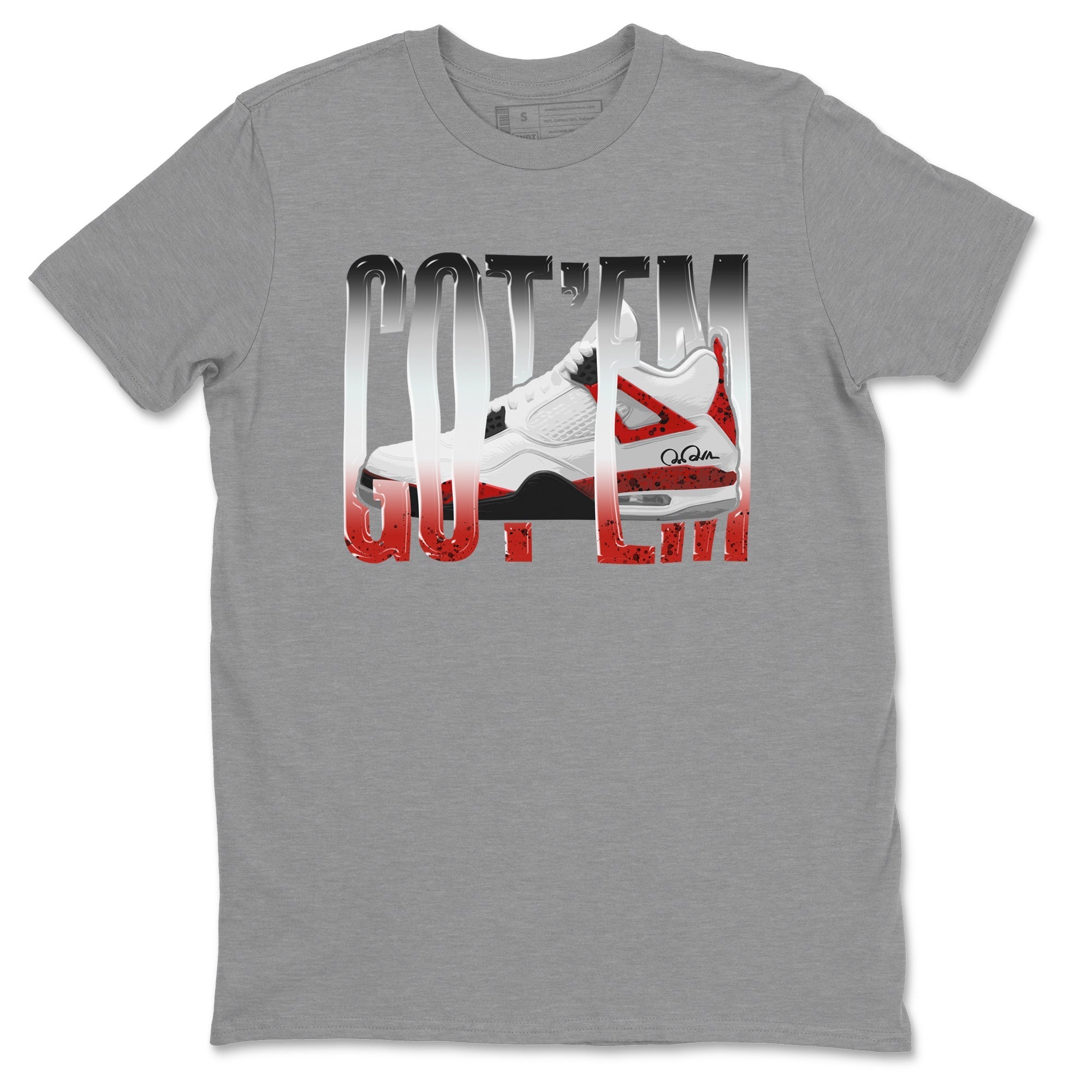 Air Jordan 4 Red Cement Sneaker Match Tees Wiggling Gotem Streetwear Sneaker Shirt AJ4 Retro OG Red Cement Sneaker Release Tees Unisex Shirts Heather Grey 2