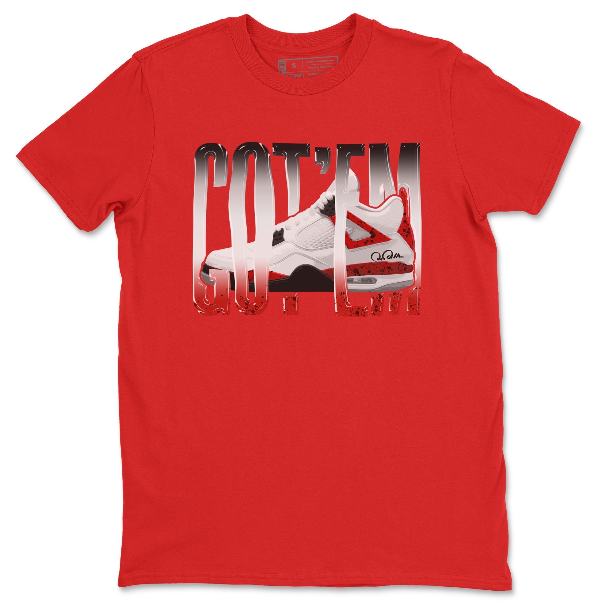 Air Jordan 4 Red Cement Sneaker Match Tees Wiggling Gotem Streetwear Sneaker Shirt AJ4 Retro OG Red Cement Sneaker Release Tees Unisex Shirts Red 2