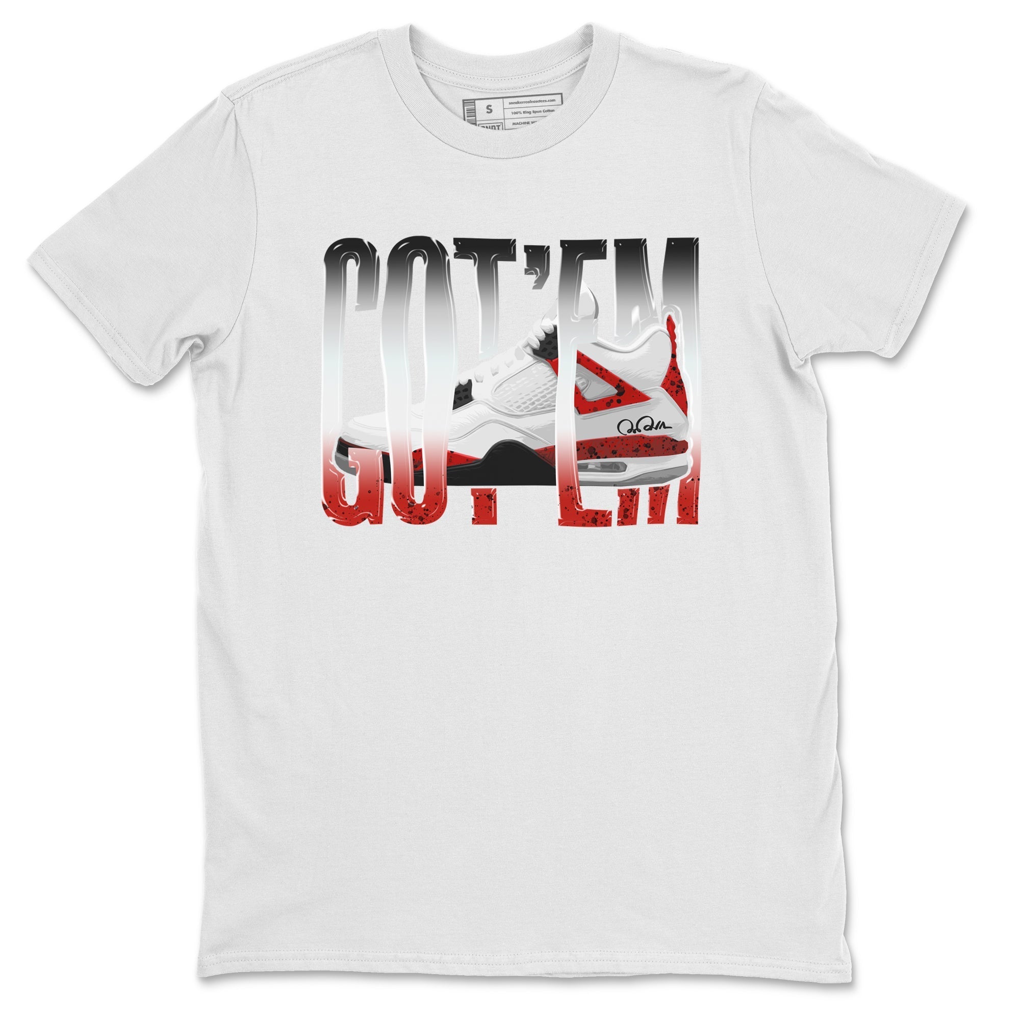 Air Jordan 4 Red Cement Sneaker Match Tees Wiggling Gotem Streetwear Sneaker Shirt AJ4 Retro OG Red Cement Sneaker Release Tees Unisex Shirts White 2