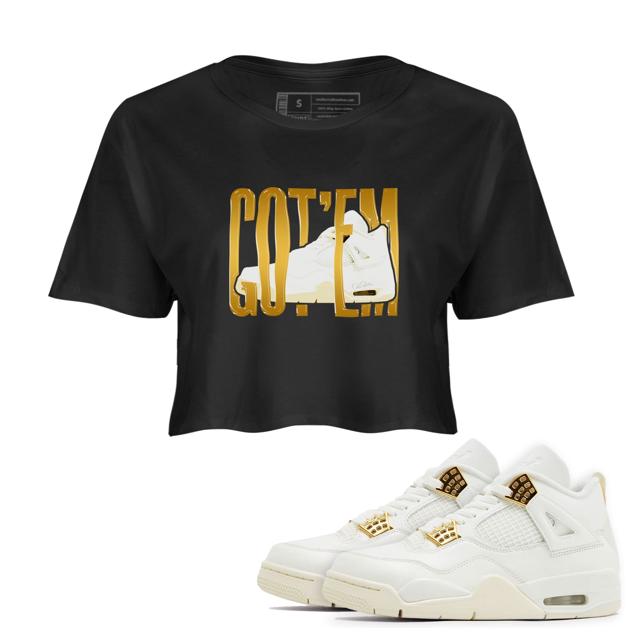 4s Sail 2024 shirt to match jordans Wiggling Gotem sneaker tees Air Jordan 4 Sail 2024 Drip Gear Zone Black 1 crop length shirt