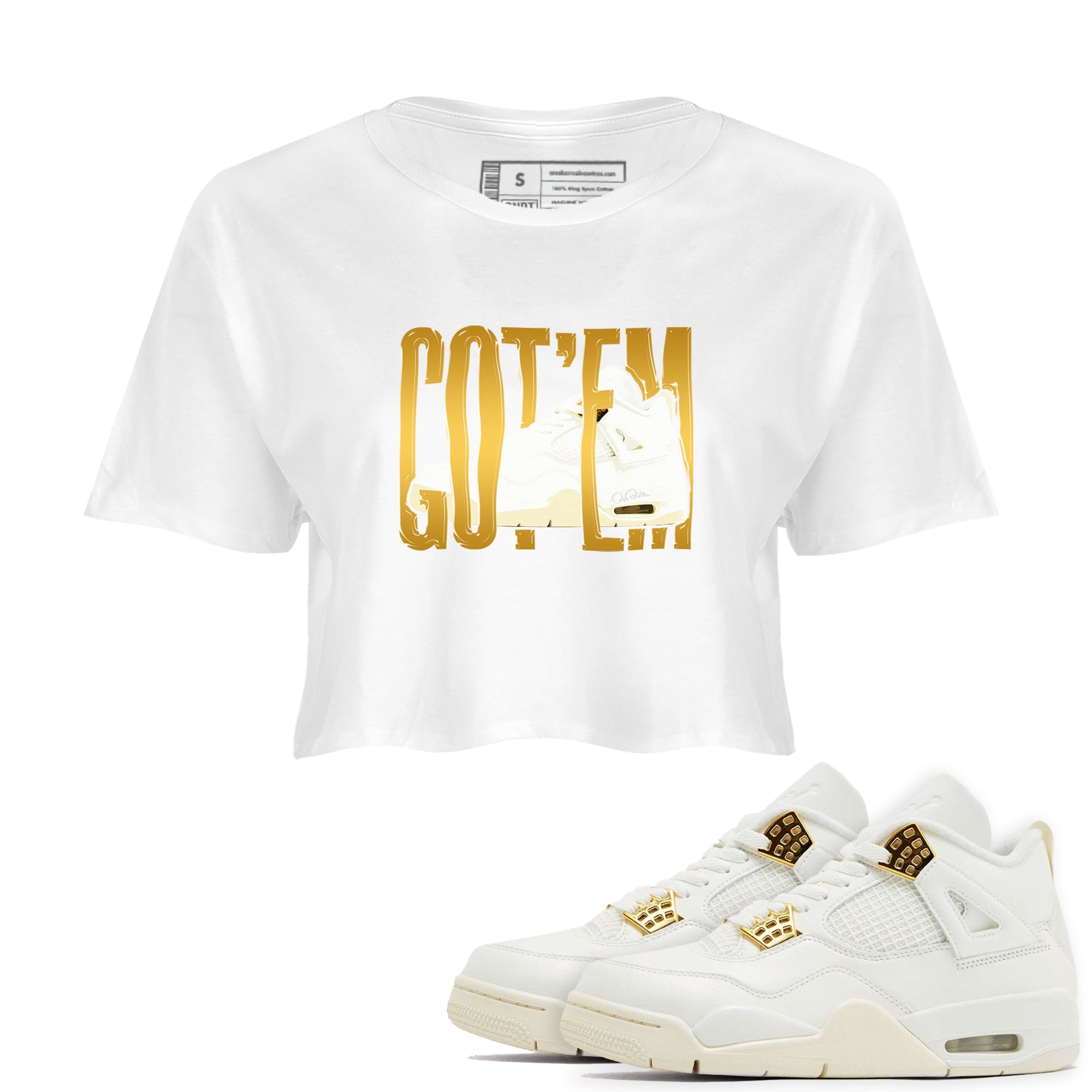 4s Sail 2024 shirt to match jordans Wiggling Gotem sneaker tees Air Jordan 4 Sail 2024 Drip Gear Zone White 1 crop length shirt