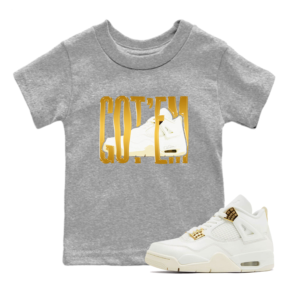 4s Sail 2024 shirt to match jordans Wiggling Gotem sneaker tees Air Jordan 4 Sail 2024 Drip Gear Zone baby toddler Heather Grey 1 cotton Shirt