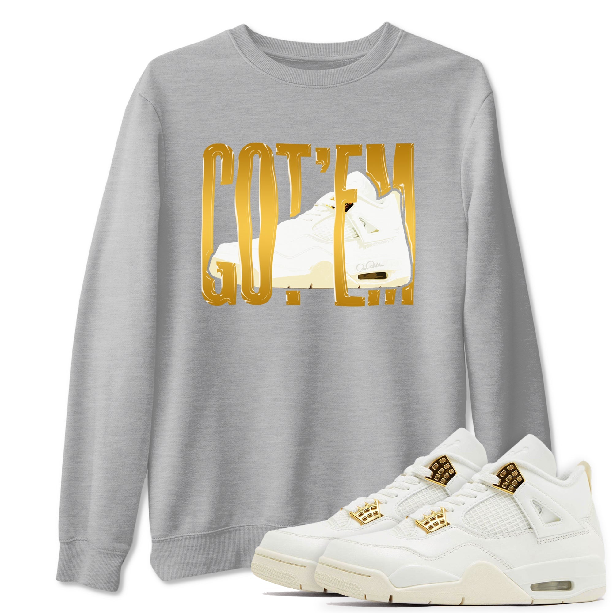 4s Sail 2024 shirt to match jordans Wiggling Gotem sneaker tees Air Jordan 4 Sail 2024 Drip Gear Zone unisex cotton Heather Grey 1 crew neck shirt