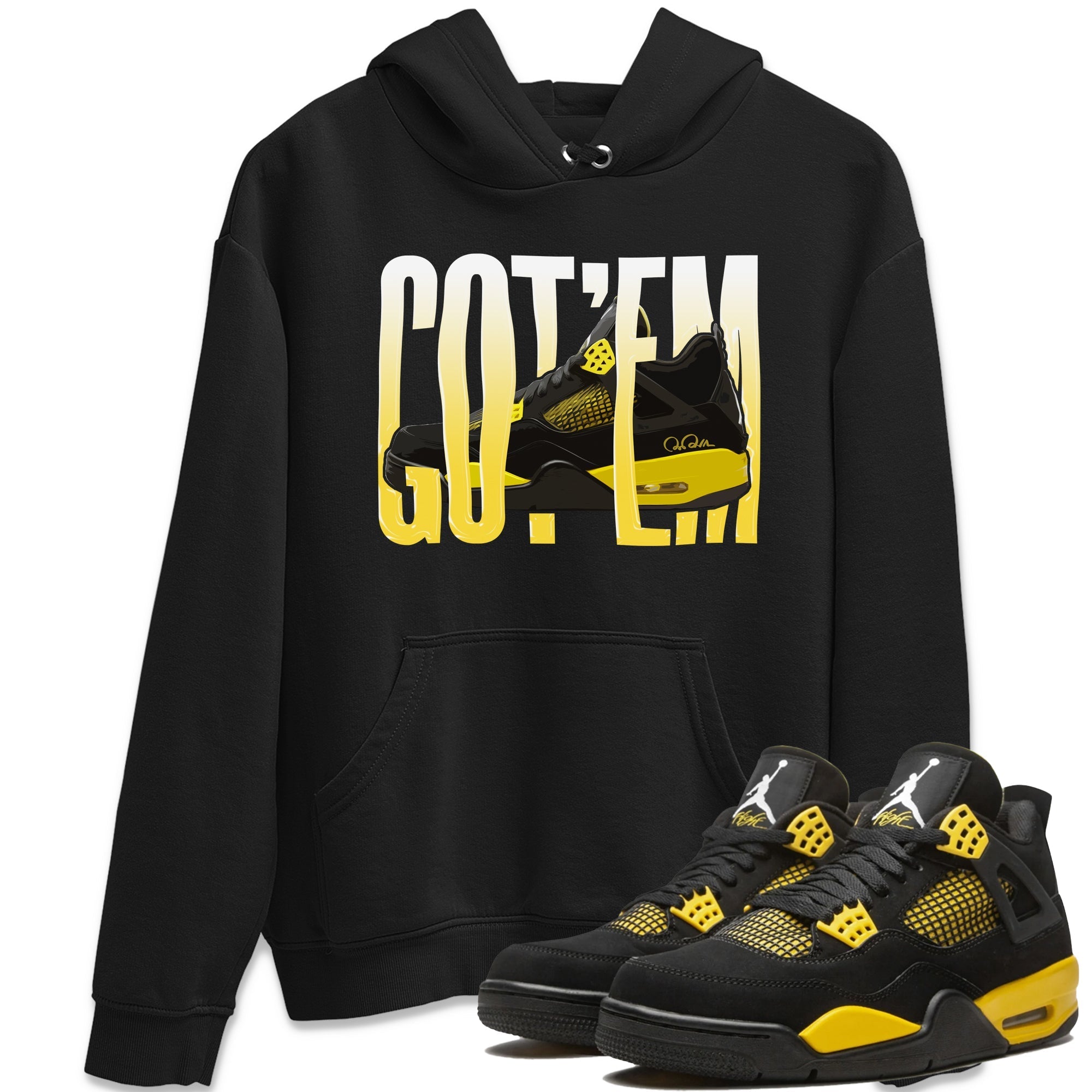 Air Jordan 4 Thunder Sneaker Match Tees Wiggling gotem Streetwear Sneaker Shirt AJ4 Thunder Jumpman Sneaker Release Tees Unisex Shirts Black 1