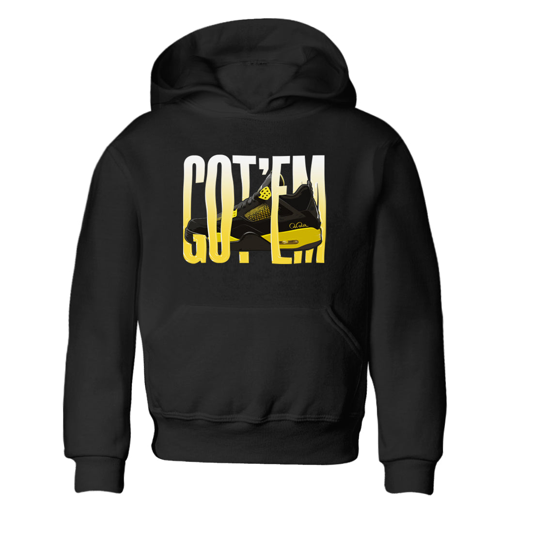 Air Jordan 4 Thunder Sneaker Match Tees Wiggling gotem Streetwear Sneaker Shirt AJ4 Thunder Jumpman Sneaker Release Tees Kids Shirts Black 2