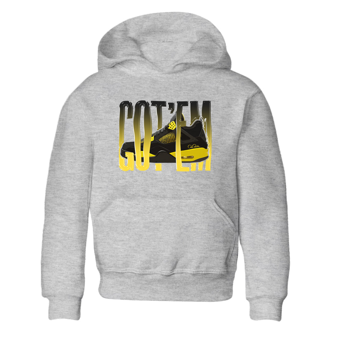 Air Jordan 4 Thunder Sneaker Match Tees Wiggling gotem Streetwear Sneaker Shirt AJ4 Thunder Jumpman Sneaker Release Tees Kids Shirts Heather Grey 2