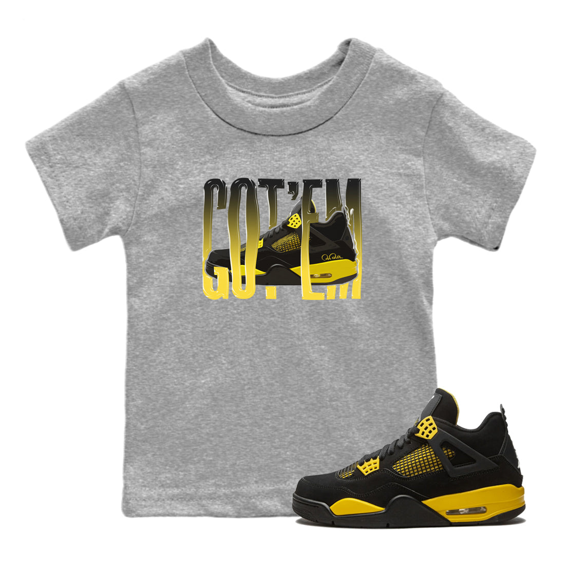 Air Jordan 4 Thunder Wiggling gotem Baby and Kids Streetwear Sneaker Shirt AJ4 Thunder JumpmanKids Streetwear Sneaker Shirt Size Chart