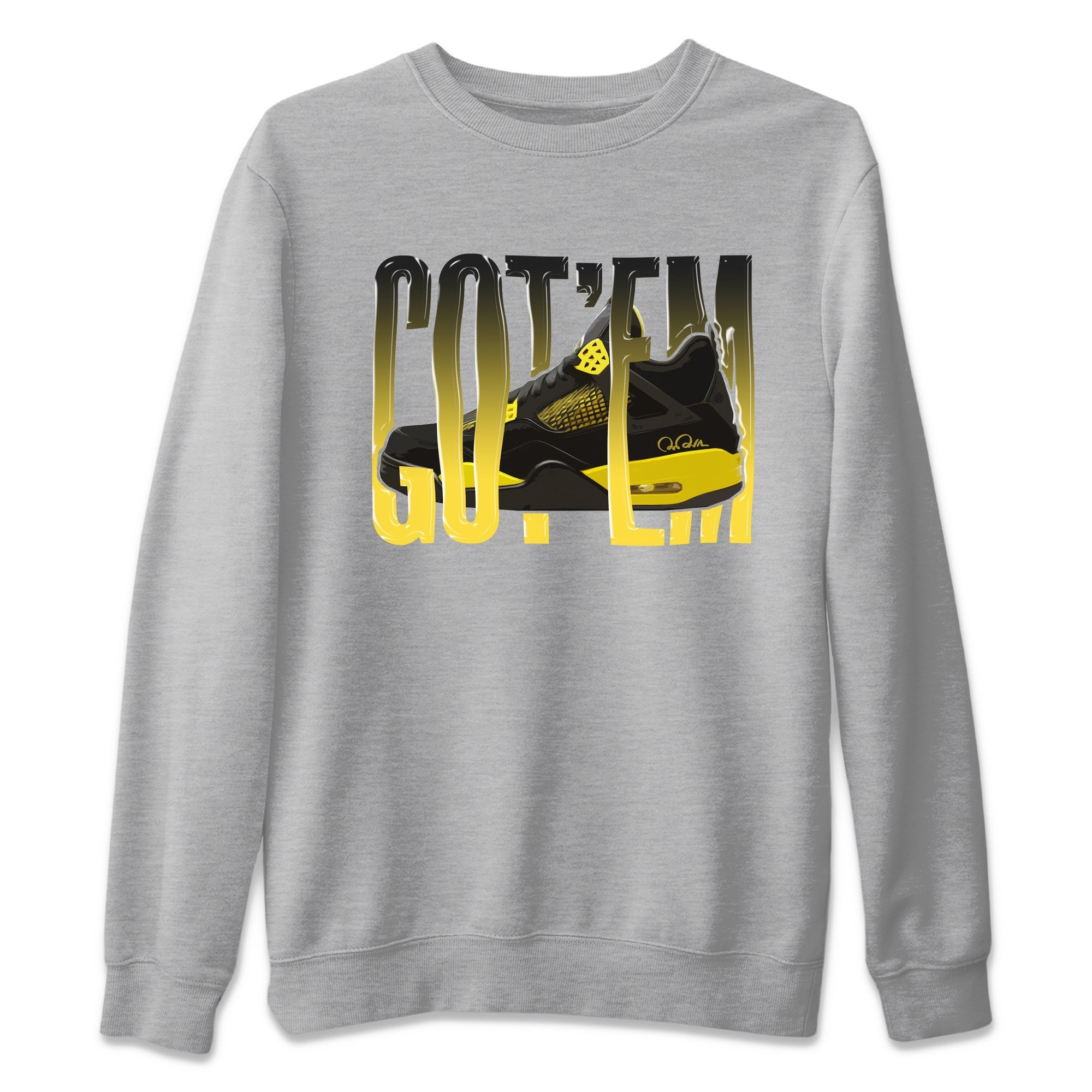 Air Jordan 4 Thunder Sneaker Match Tees Wiggling gotem Streetwear Sneaker Shirt AJ4 Thunder Jumpman Sneaker Release Tees Unisex Shirts Heather Grey 2