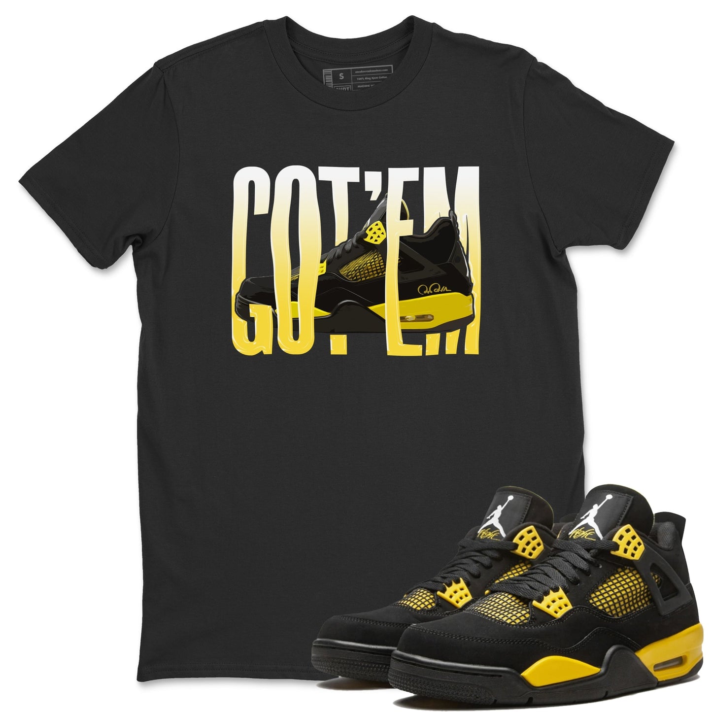 Air Jordan 4 Thunder Sneaker Match Tees Wiggling gotem Streetwear Sneaker Shirt AJ4 Thunder Jumpman Sneaker Release Tees Unisex Shirts Black 1