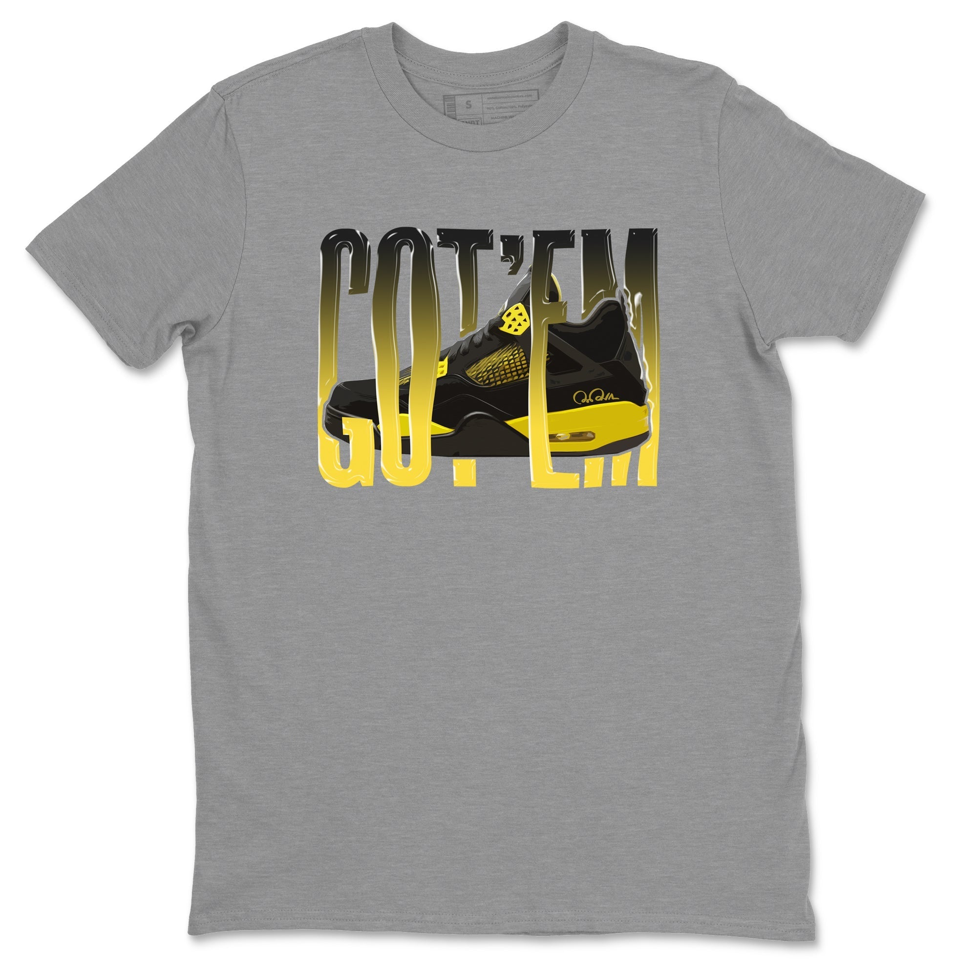 Air Jordan 4 Thunder Sneaker Match Tees Wiggling gotem Streetwear Sneaker Shirt AJ4 Thunder Jumpman Sneaker Release Tees Unisex Shirts Heather Grey 2