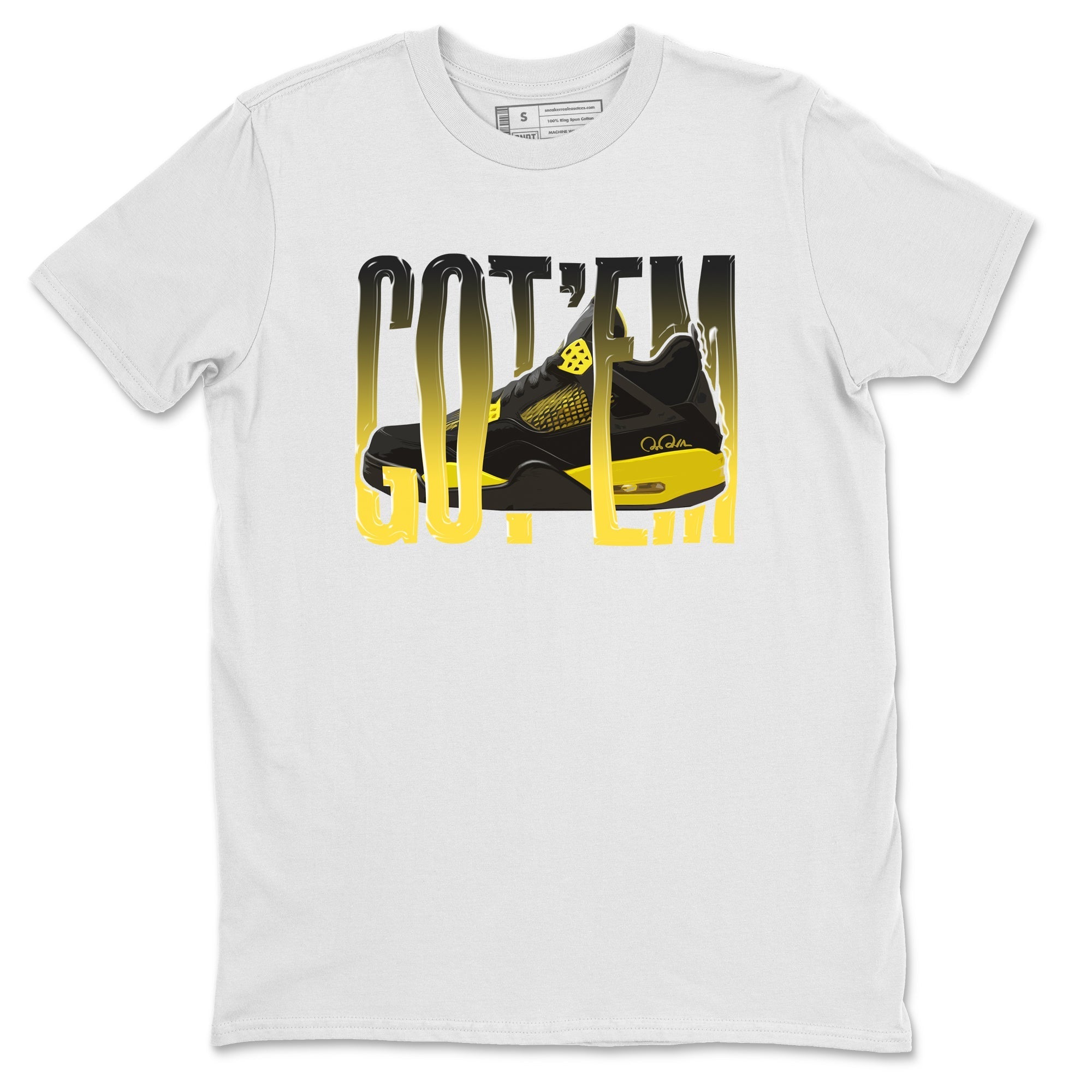 Air Jordan 4 Thunder Sneaker Match Tees Wiggling gotem Streetwear Sneaker Shirt AJ4 Thunder Jumpman Sneaker Release Tees Unisex Shirts White 2