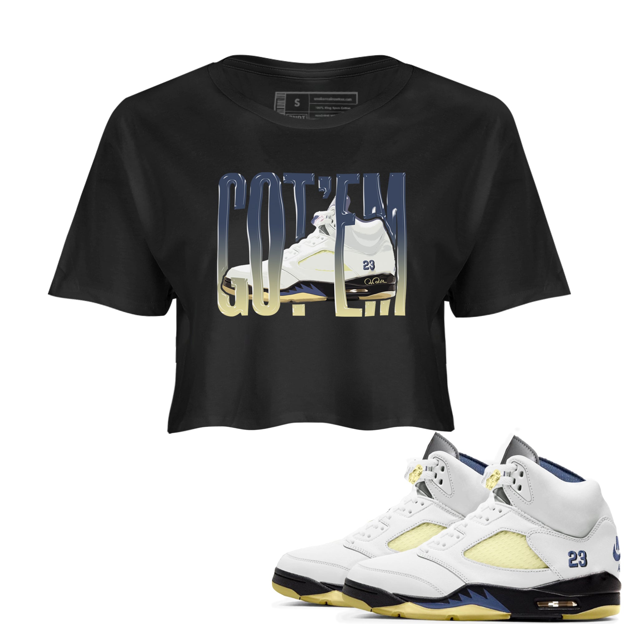 Air Jordan 5 A Ma Maniere x Photon Dust shirt to match jordans Wiggling Gotem sneaker tees Jordan 5 A Ma Maniere "Dawn" Drip Gear Zone Black 1 Crop T-Shirt