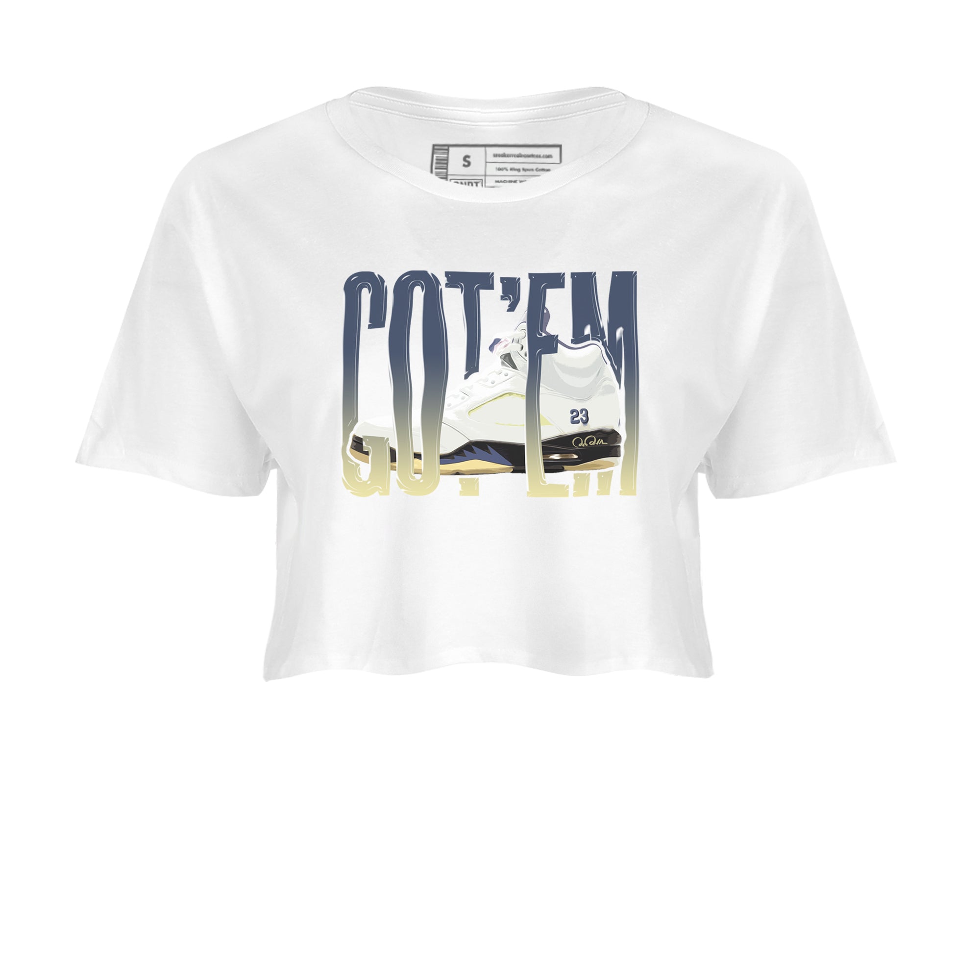 Air Jordan 5 A Ma Maniere x Photon Dust shirt to match jordans Wiggling Gotem sneaker tees Jordan 5 A Ma Maniere "Dawn" Drip Gear Zone White 2 Crop T-Shirt